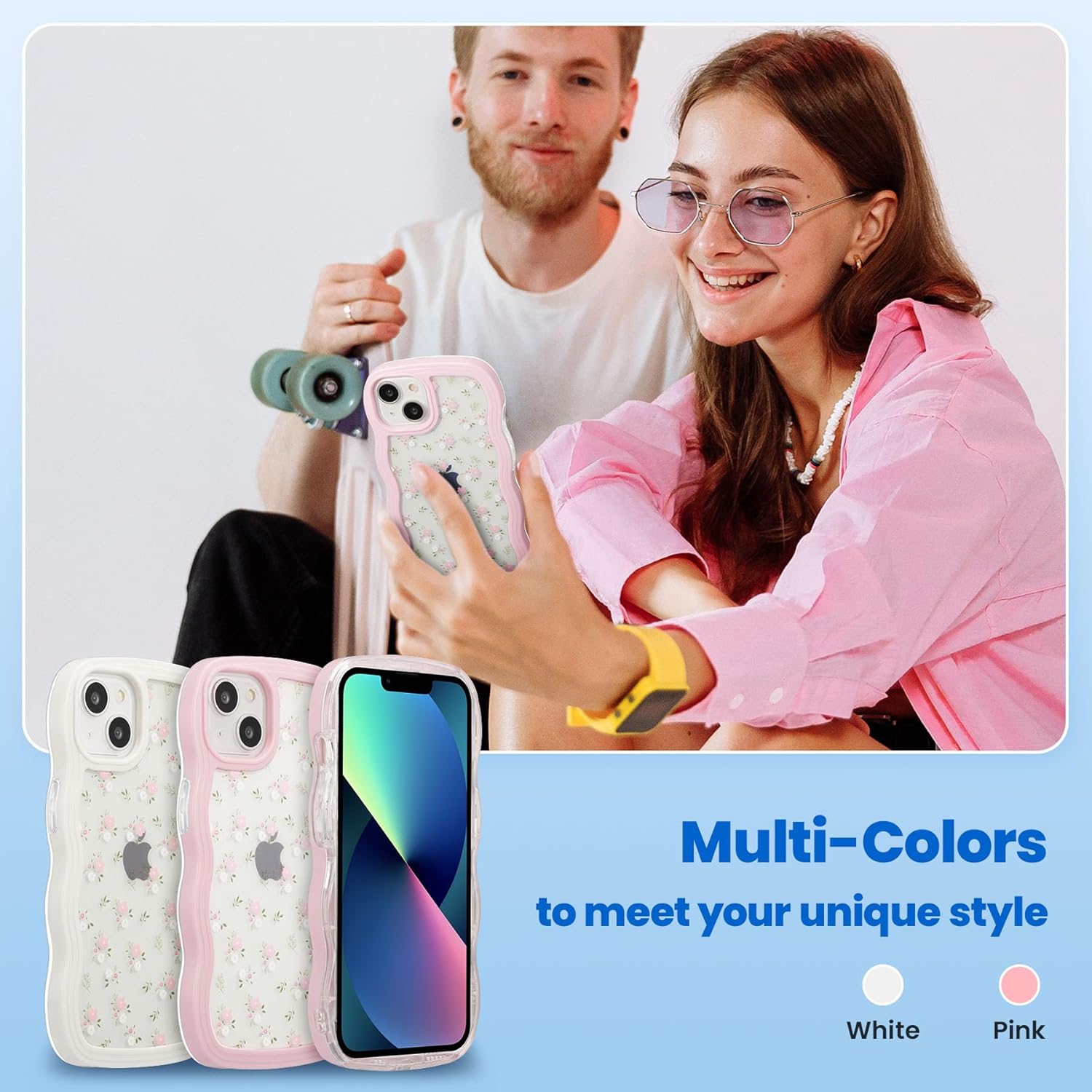 جراب ZCDAYE زهري متوافق مع iPhone 15، جراب هاتف بنمط زهور جمالي على شكل مموج لطيف للنساء والفتيات، غطاء TPU ناعم مقاوم للصدمات لهاتف iPhone 15 (6.1 بوصة)، وردي