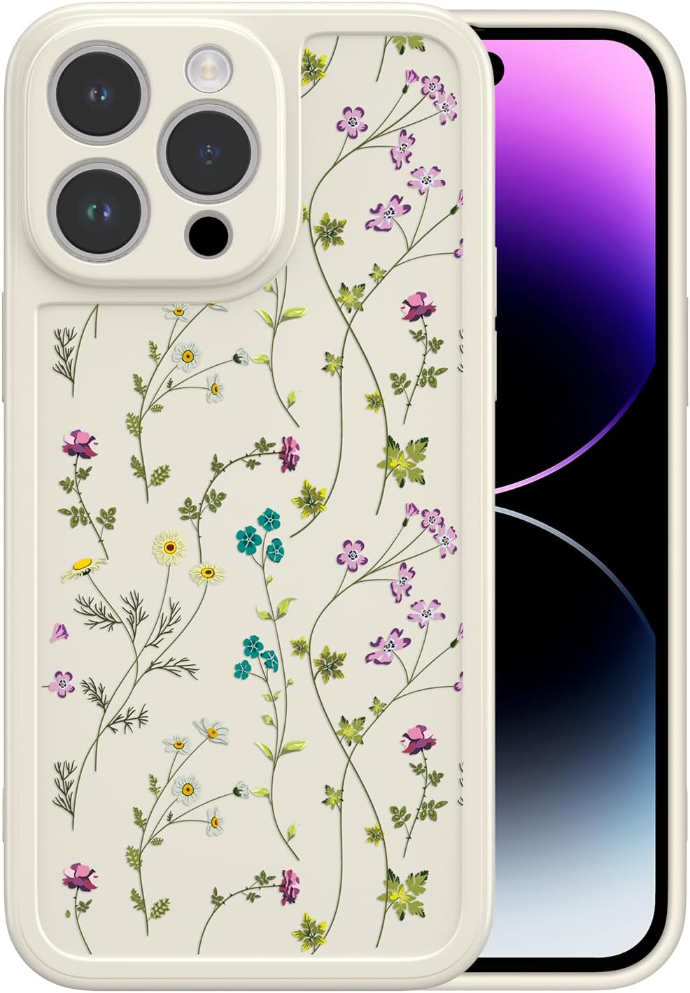 Custodia floreale RALEAVO per iPhone 13 Pro Max, graziosa custodia per ragazze e donne Custodia sottile e sottile in silicone morbido antiurto antiscivolo per iPhone 13 Pro Max (6.7), beige