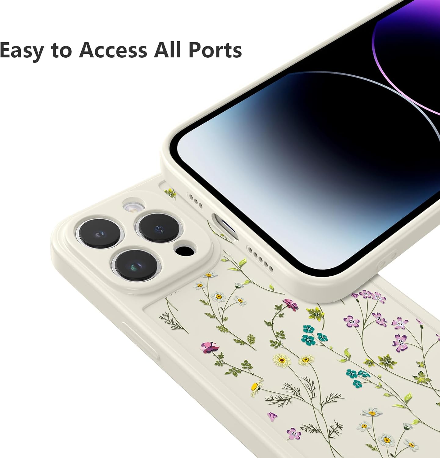 RALEAVO Floral Case for iPhone 13 Pro Max, Flower Branch Pattern Design Cute Cover Case for Girls Women Slim Thin Soft Silicone Shockproof Anti-Slip Phone Case for iPhone 13 Pro Max (6.7),Beige · v2