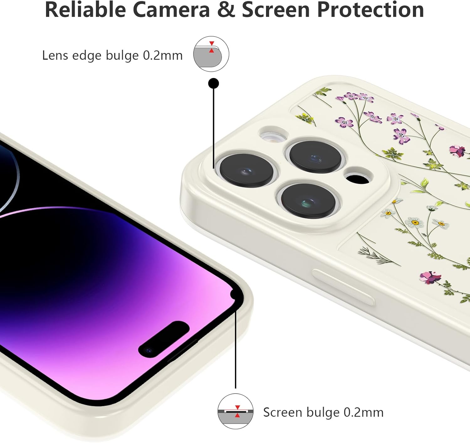 RALEAVO Floral Case for iPhone 13 Pro, Flower Branch Pattern Design Cute Cover Case for Girls Women Slim Thin Soft Silicone Shockproof Anti-Slip Phone Case for iPhone 13 Pro (6.1),Beige · v2