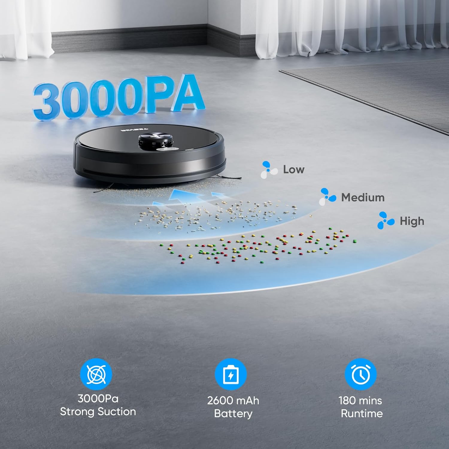 Tesvor S5 로봇 진공 청소기 및 걸레, 3000Pa 흡입력, 최대 180분 LiDAR 내비게이션, 로봇 진공 청소기, WiFi/앱/Alexa 자체 충전, 반려동물 털, 카펫, 단단한 바닥에 이상적(S5)