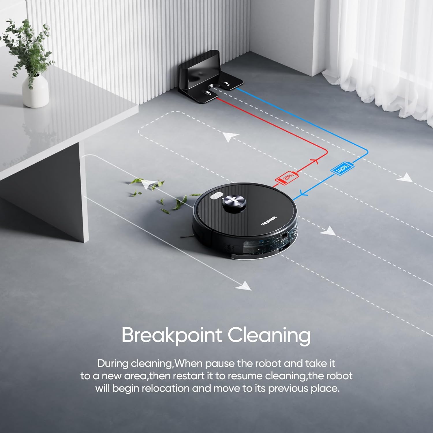 Tesvor S5 로봇 진공 청소기 및 걸레, 3000Pa 흡입력, 최대 180분 LiDAR 내비게이션, 로봇 진공 청소기, WiFi/앱/Alexa 자체 충전, 반려동물 털, 카펫, 단단한 바닥에 이상적(S5)