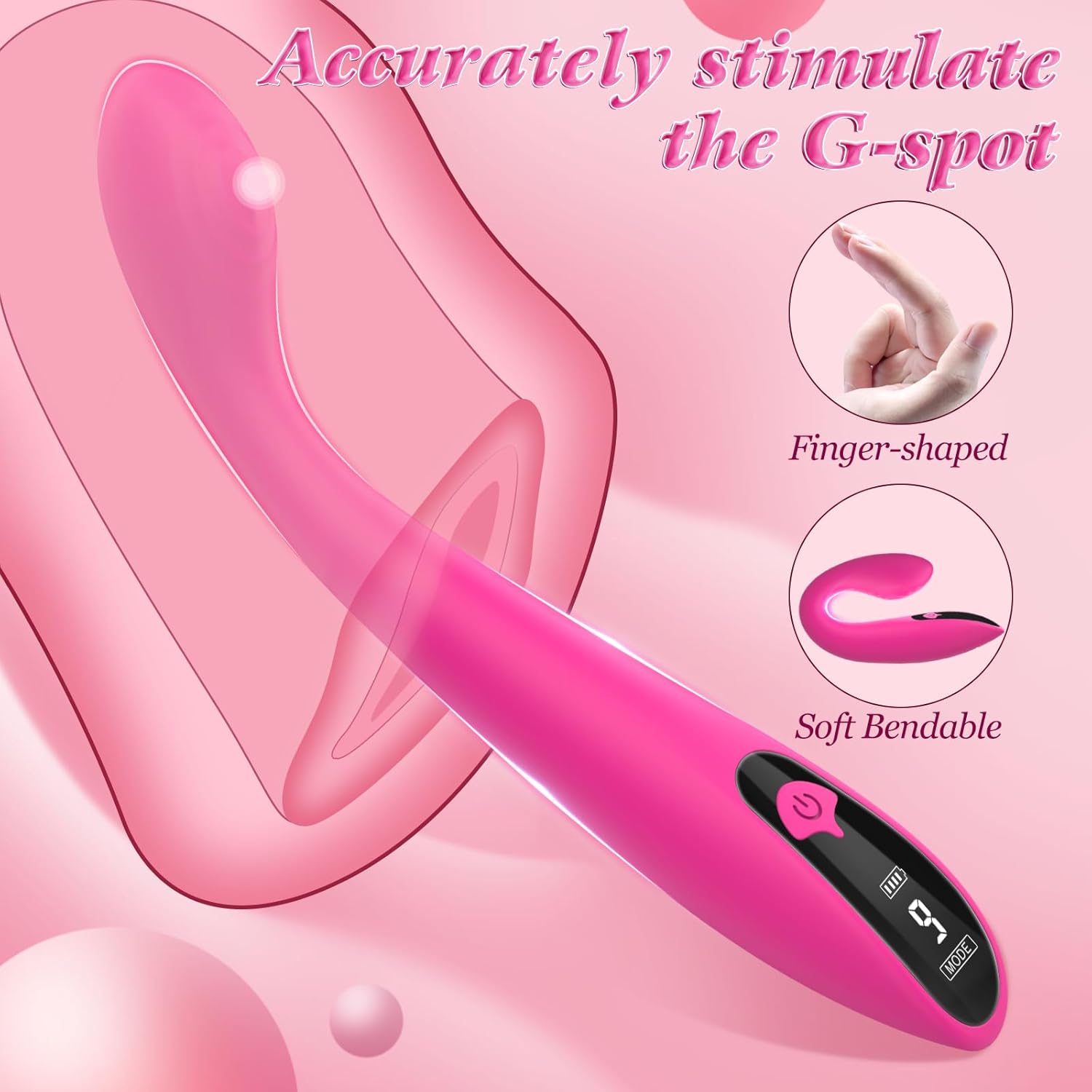 Sex Toys G Spot Vibrator - Adult Toys Vibrators Clitoral Stimulator Anal Toy Dildo Finger with 9 Vibrations for Women Couples Sex Toys with LCD Display, Waterproof Wand Massager Adult Sex Toys  Games