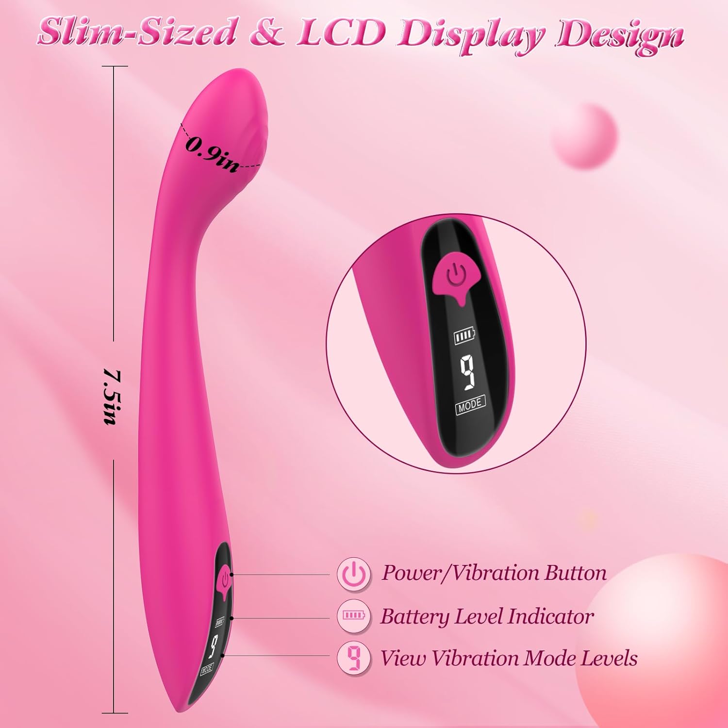 Sex Toys G Spot Vibrator - Adult Toys Vibrators Clitoral Stimulator Anal Toy Dildo Finger with 9 Vibrations for Women Couples Sex Toys with LCD Display, Waterproof Wand Massager Adult Sex Toys  Games