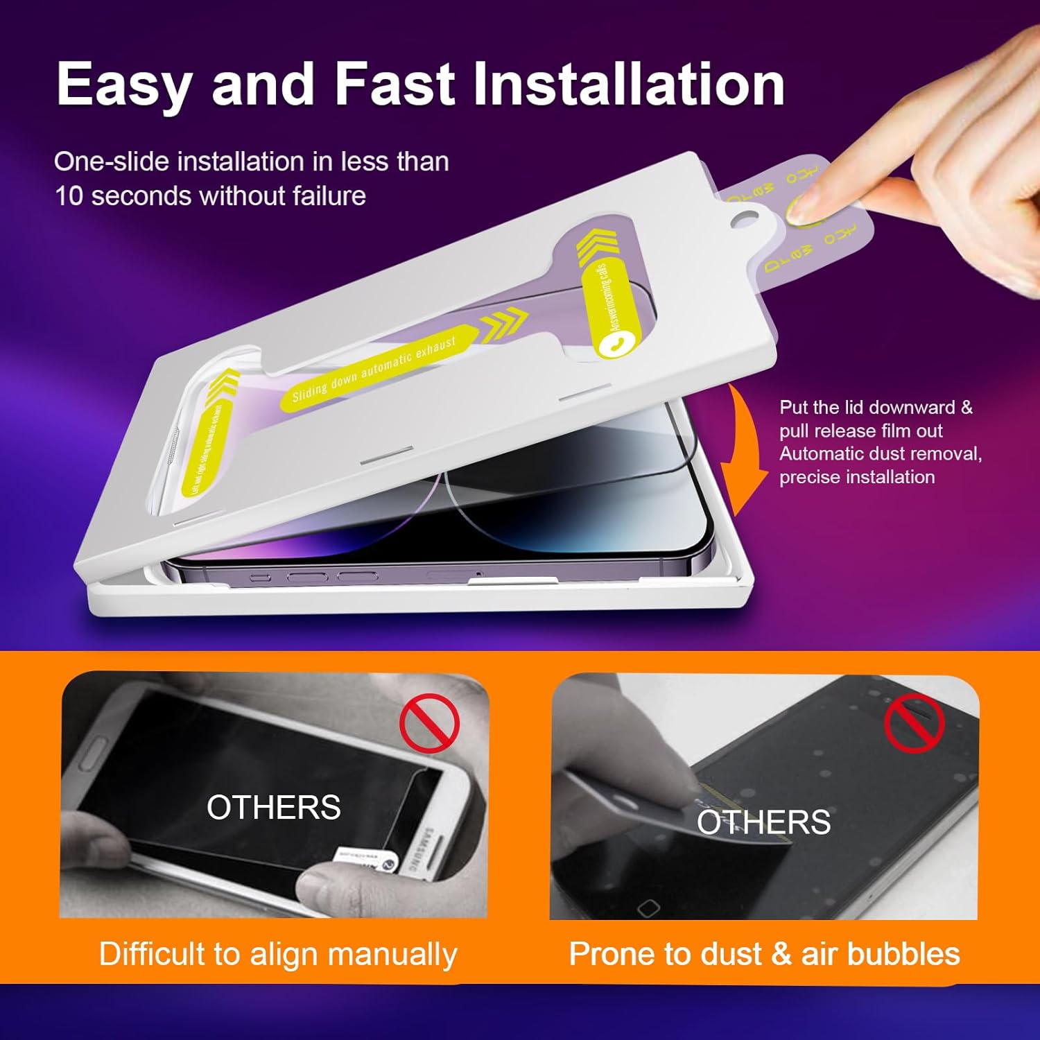 Screen Protector for iPhone 15 - [Auto Alignment Kit] Easy Install Auto Dust-Removal Bubble Free Military Protect Tempered Glass Screen Protector Fit for iPhone 15 [2 Pack]