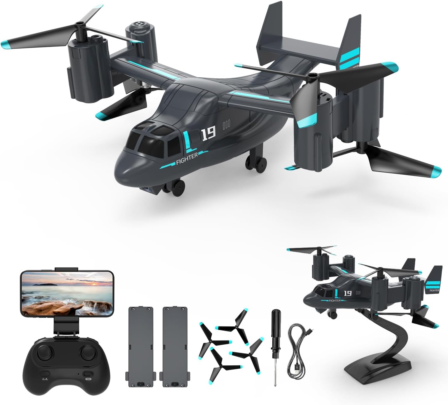 Drone LM19-A con fotocamera per principianti, droni con telecomando WiFi Live Video per bambini dagli 8 ai 12 anni, aereo RC facile da pilotare, quadricottero HD RC, giocattolo regalo per ragazzi, droni FPV per adulti, 2 batterie