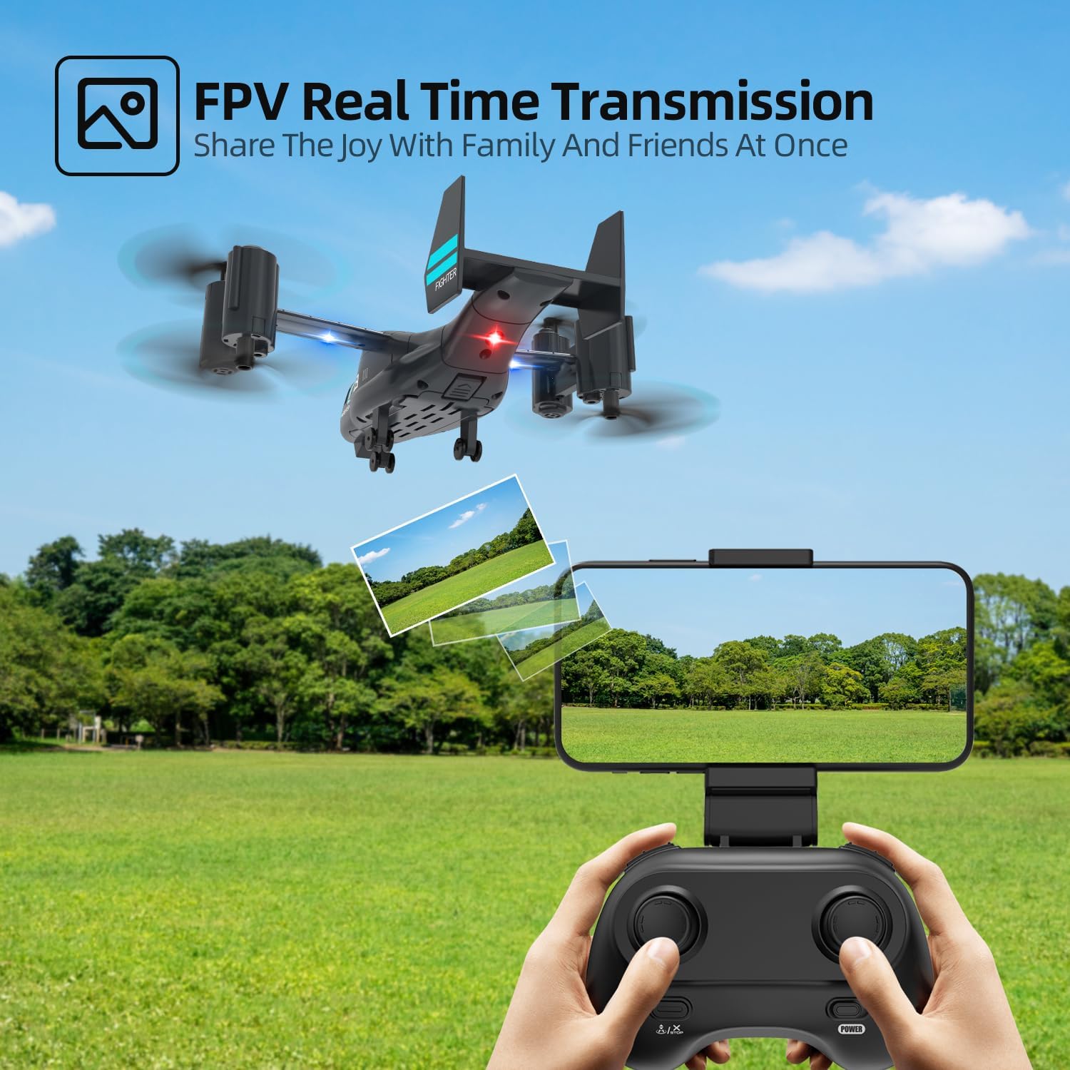 Drone LM19-A con fotocamera per principianti, droni con telecomando WiFi Live Video per bambini dagli 8 ai 12 anni, aereo RC facile da pilotare, quadricottero HD RC, giocattolo regalo per ragazzi, droni FPV per adulti, 2 batterie