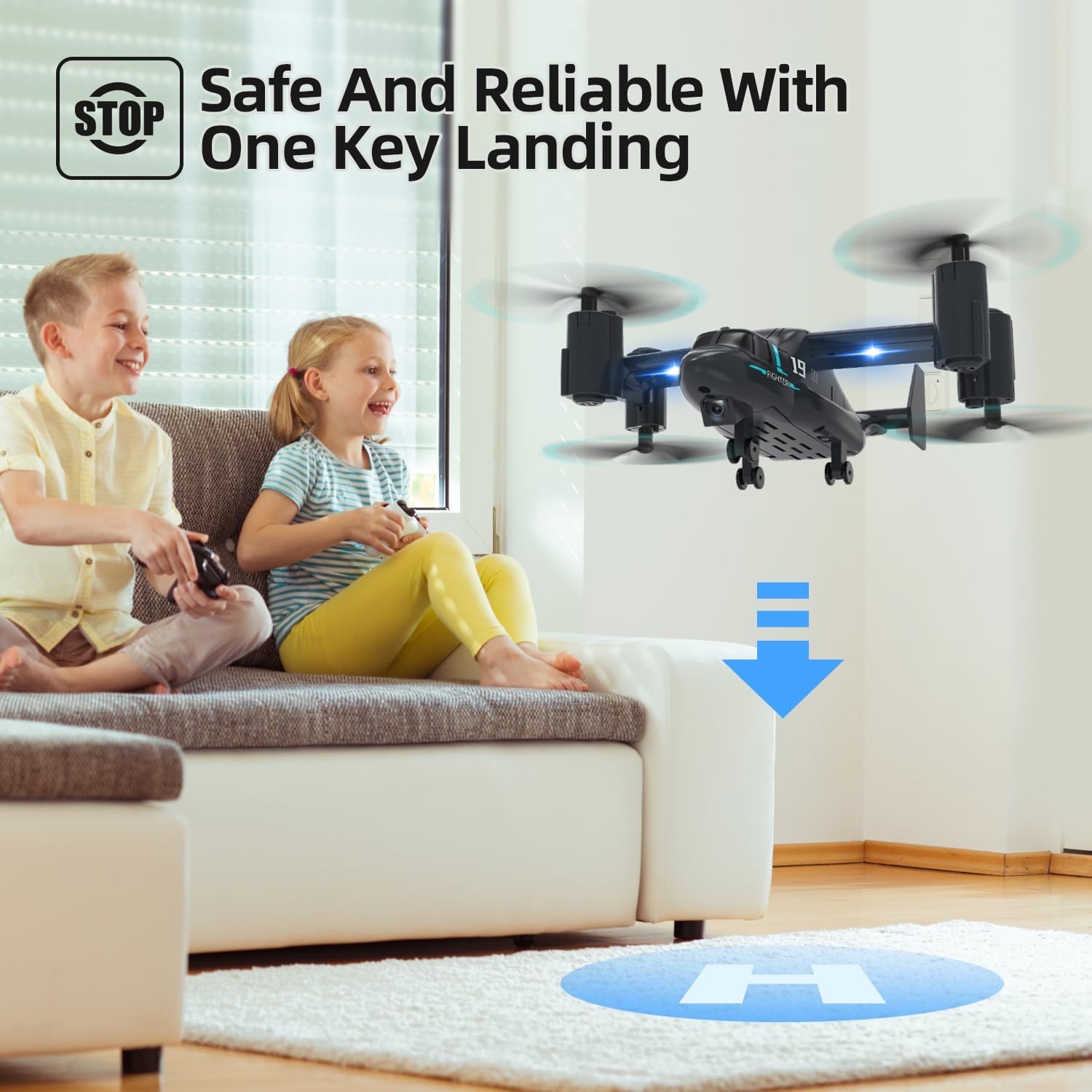 Drone LM19-A con fotocamera per principianti, droni con telecomando WiFi Live Video per bambini dagli 8 ai 12 anni, aereo RC facile da pilotare, quadricottero HD RC, giocattolo regalo per ragazzi, droni FPV per adulti, 2 batterie