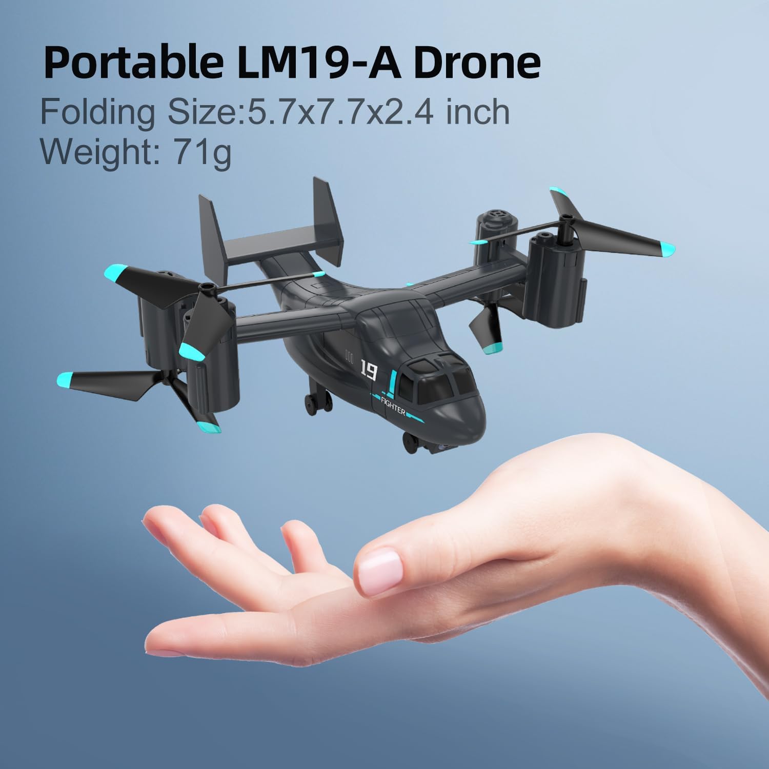Drone LM19-A con fotocamera per principianti, droni con telecomando WiFi Live Video per bambini dagli 8 ai 12 anni, aereo RC facile da pilotare, quadricottero HD RC, giocattolo regalo per ragazzi, droni FPV per adulti, 2 batterie