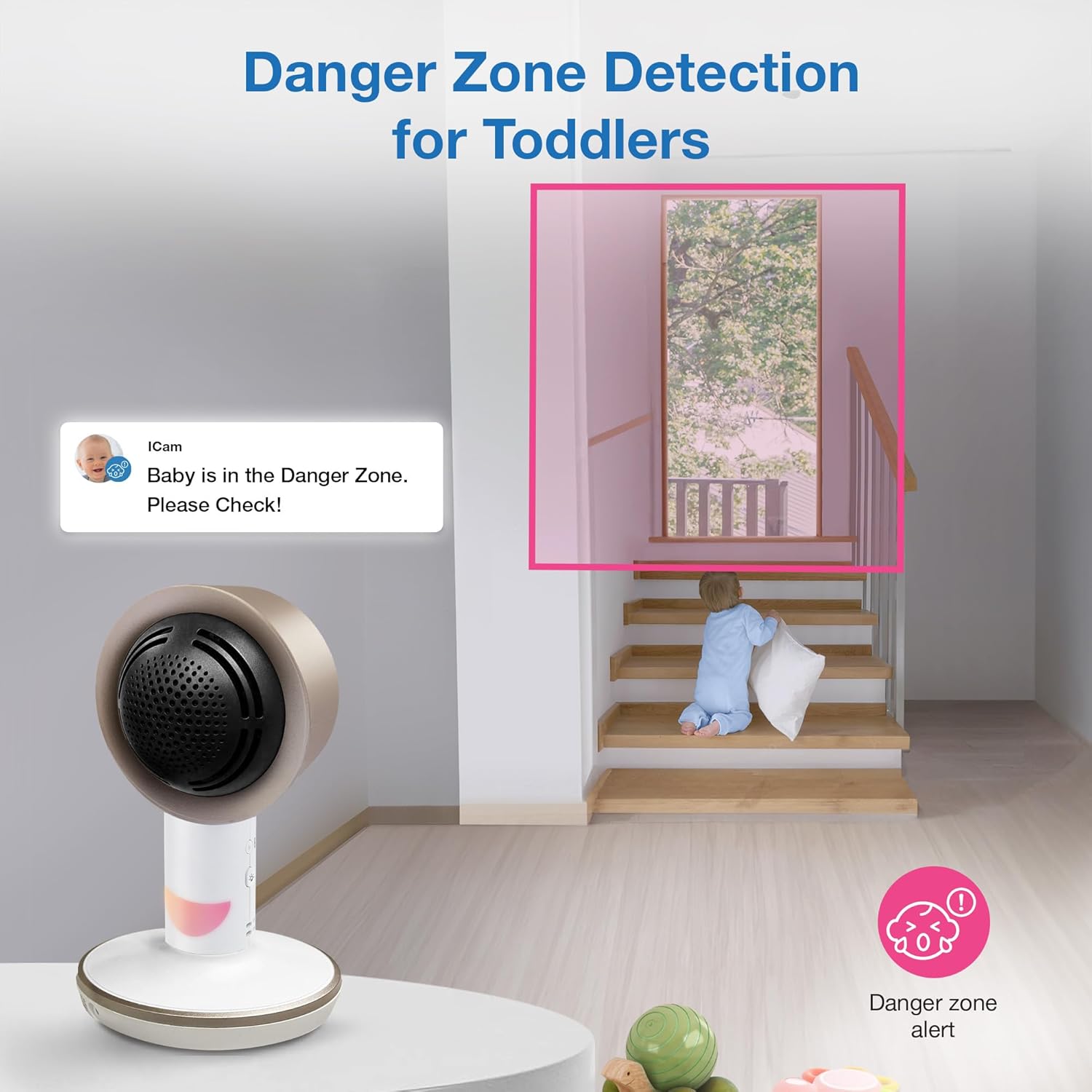 VTech V-Care VC2105 1080p FHD Over-The Crib Mount Inteligentny monitor dziecięcy 5-calowy ekran LCD 720p, stojak na stół, zdalny dostęp, wszechstronne rozmieszczenie, wykrywanie inteligencji, analiza snu, nagrywanie 18 godzin, z WiFi