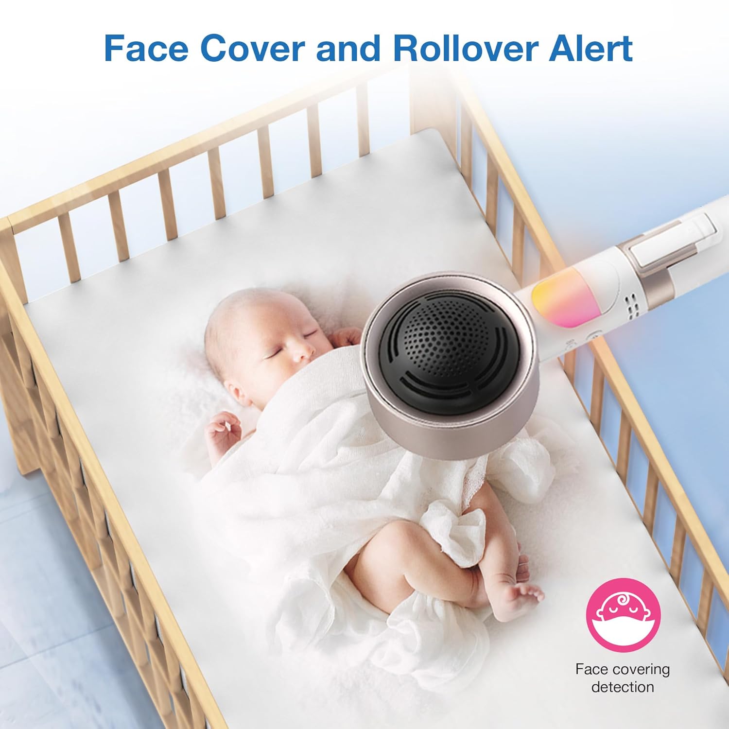 VTech V-Care VC2105 1080p FHD Over-The Crib Mount Inteligentny monitor dziecięcy 5-calowy ekran LCD 720p, stojak na stół, zdalny dostęp, wszechstronne rozmieszczenie, wykrywanie inteligencji, analiza snu, nagrywanie 18 godzin, z WiFi