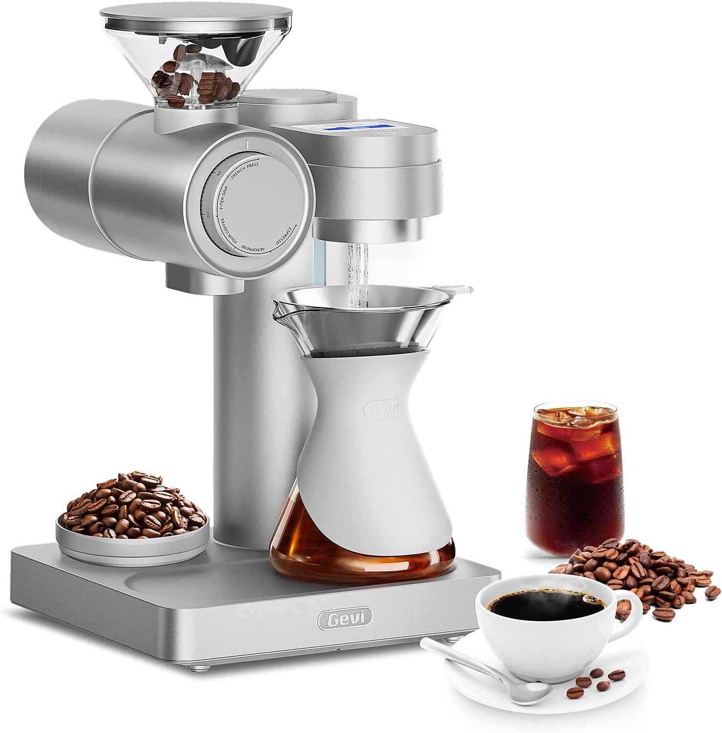 Gevi Professional Barista Coffee Machine | Smart Pour-over Drip Coffee Maker | Programmable Brew  Spin Speed | 51 Precise Grind Settings | Custom Recipes | Fast Heating Brewer for Home and Commercial