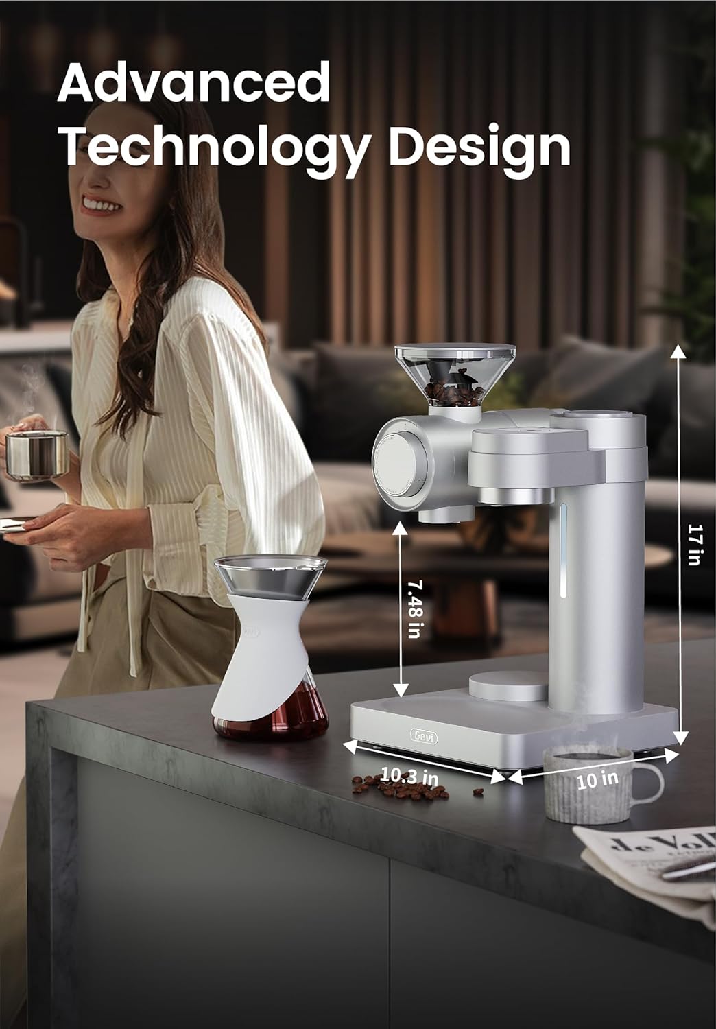 Gevi Professional Barista Coffee Machine | Smart Pour-over Drip Coffee Maker | Programmable Brew  Spin Speed | 51 Precise Grind Settings | Custom Recipes | Fast Heating Brewer for Home and Commercial · v10