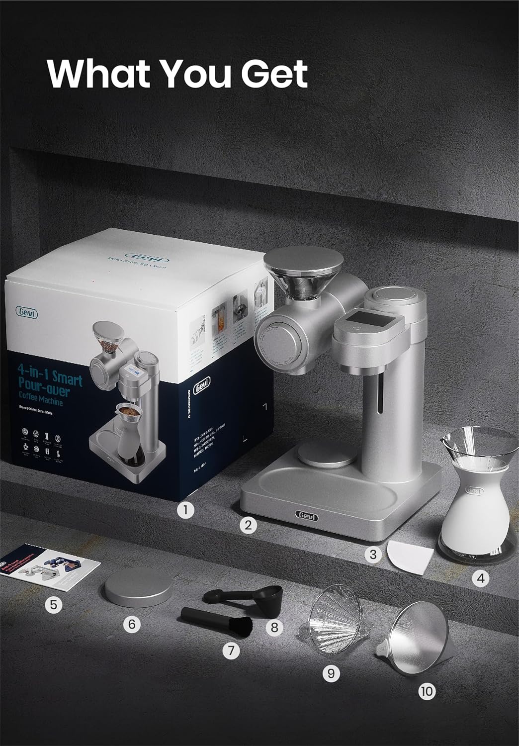 Gevi Professional Barista Coffee Machine | Smart Pour-over Drip Coffee Maker | Programmable Brew  Spin Speed | 51 Precise Grind Settings | Custom Recipes | Fast Heating Brewer for Home and Commercial · v10