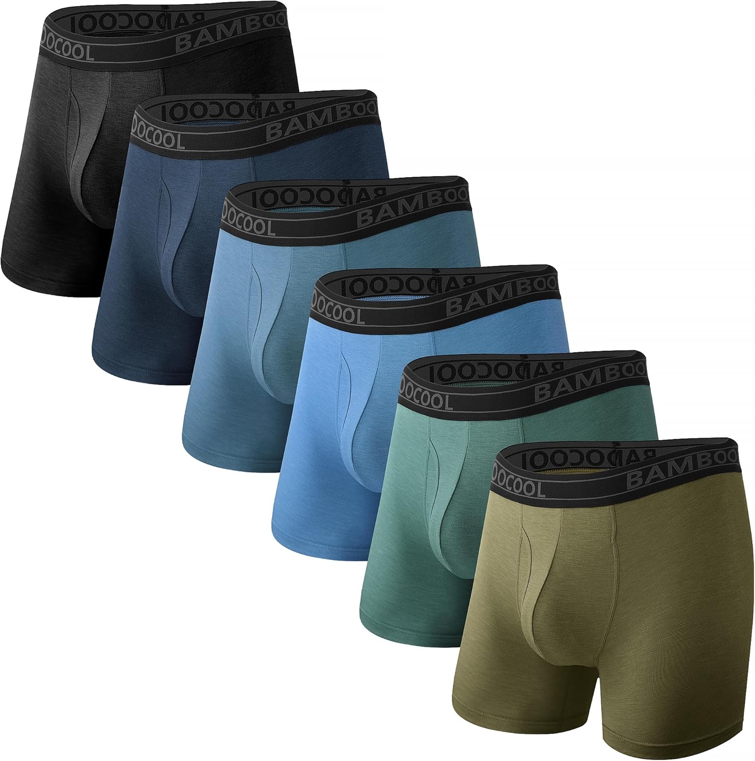 BAMBOO COOL Breathable Mens Underwear Modern Multipack Comfortsoft Moisture-Wicking Boxer Briefs 6 Pack