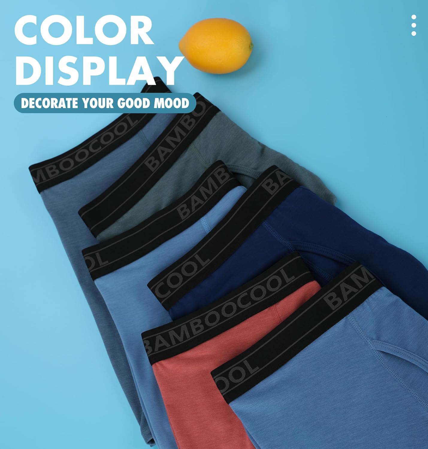 BAMBOO COOL, atmungsaktive Herrenunterwäsche, modernes Multipack, komfortweiche, feuchtigkeitsableitende Boxershorts, 6er-Pack