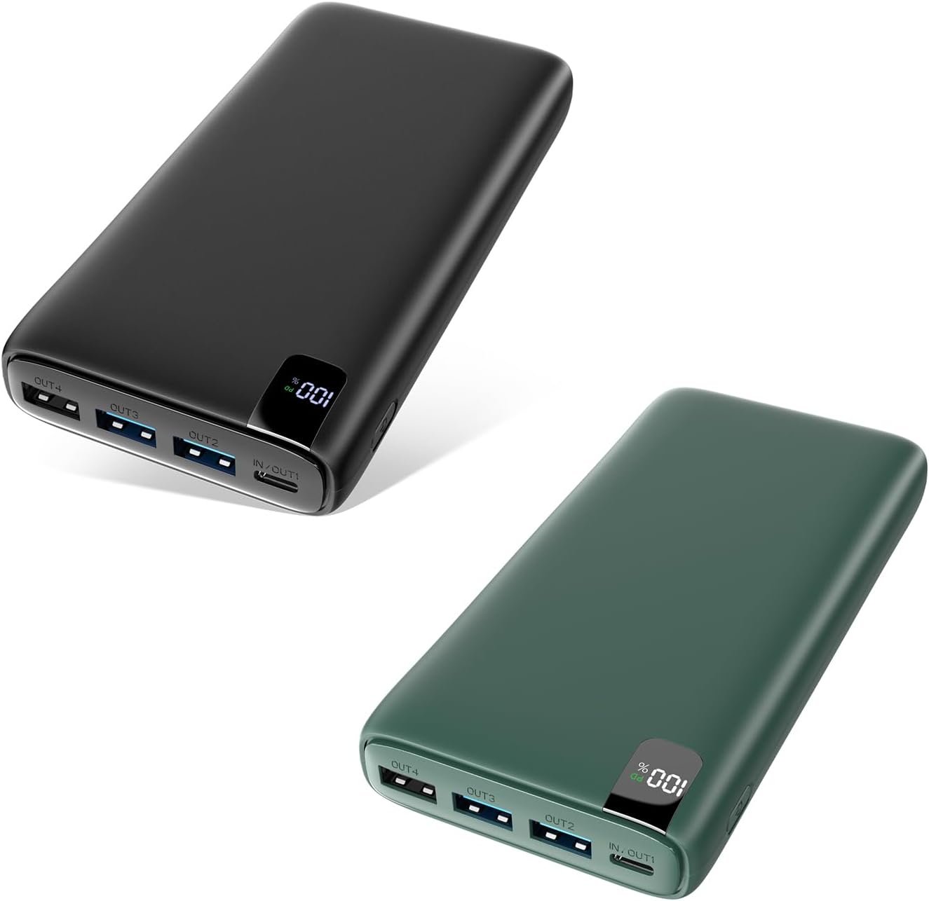 Sạc dự phòng di động CONXWAN 26800mAh Sạc nhanh 22,5W, 4 đầu ra USB PD Sạc dự phòng ngoài Điện thoại di động Bộ pin USB C Tương thích với iPhone Máy tính bảng Galaxy Android (Đen Xanh lá)