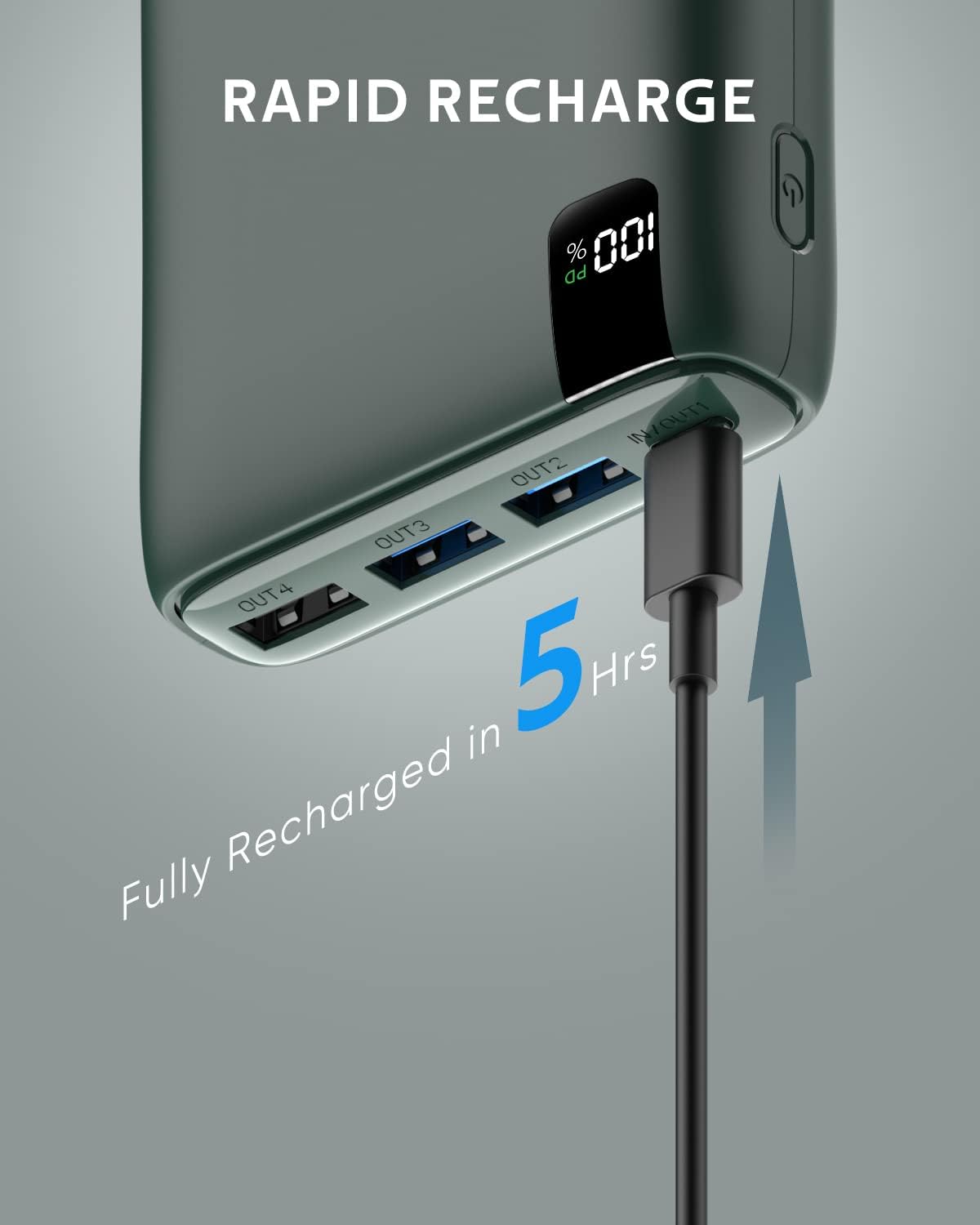 Sạc dự phòng di động CONXWAN 26800mAh Sạc nhanh 22,5W, 4 đầu ra USB PD Sạc dự phòng ngoài Điện thoại di động Bộ pin USB C Tương thích với iPhone Máy tính bảng Galaxy Android (Đen Xanh lá)