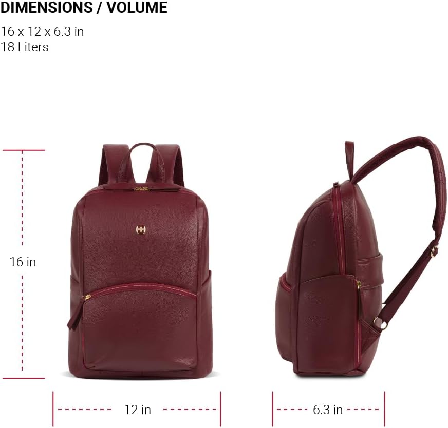 กระเป๋าเป้สะพายหลังใส่โน้ตบุ๊กสำหรับผู้หญิงรุ่น Serenity Luxe จาก SwissGear สีแดง ขนาด 16 นิ้ว