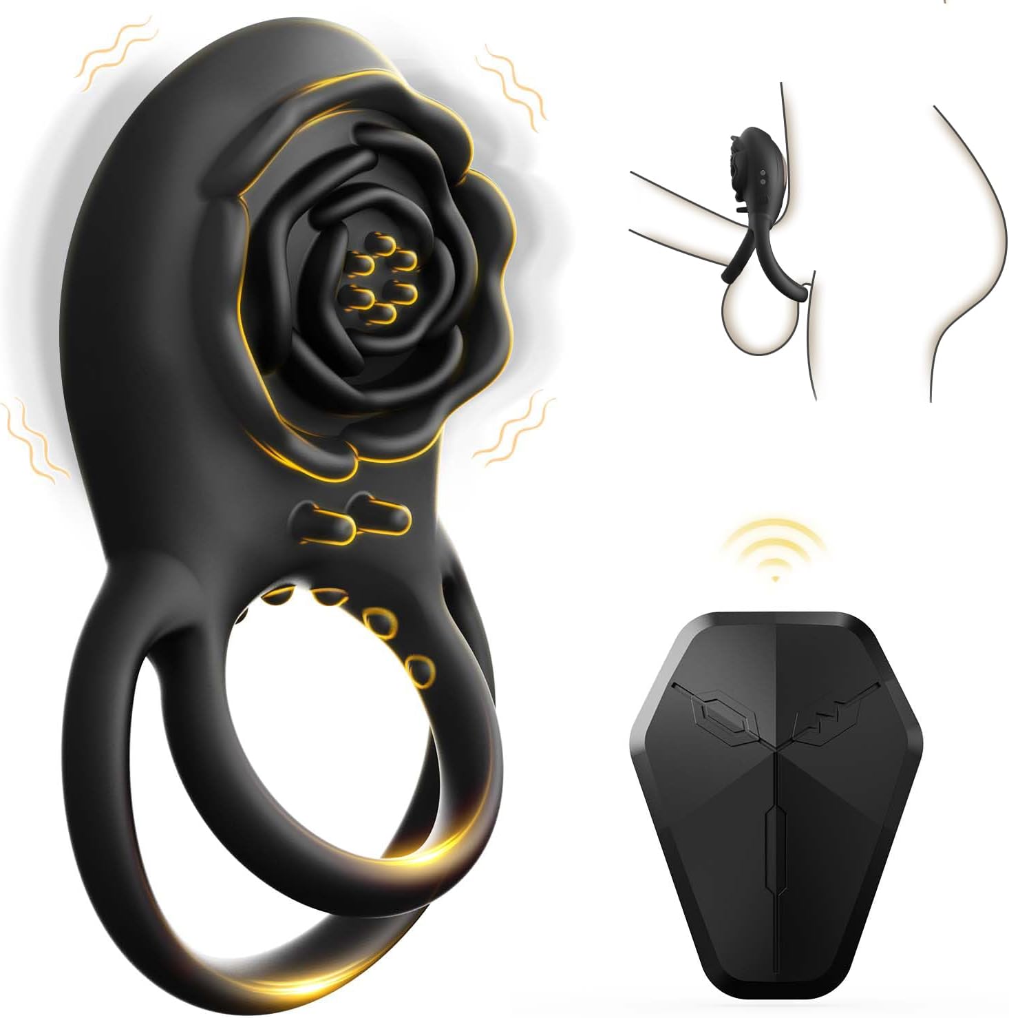 Vibrating Cock Ring Adult Sex Toys for Men, Silicone Penis Ring with Rose Clitoral Vibrator Couples Sex Toys, 8 Vibrations Adult Male Sex Toy Remote Control Vibrators for Men Female Couple Pleasure · v2