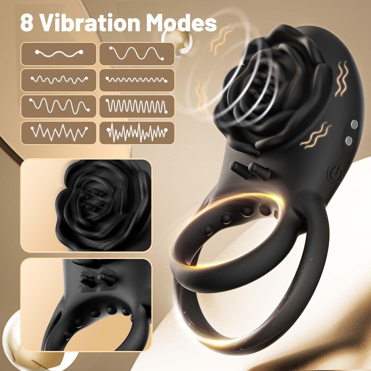 Anillo vibrador para el pene para adultos, juguetes sexuales para hombre, anillo de silicona para el pene con rosa, vibrador del clítoris, juguetes sexuales para parejas, 8 vibraciones, juguete sexual para adultos y hombre, con control remoto, vibradores para hombre y mujer, placer en pareja