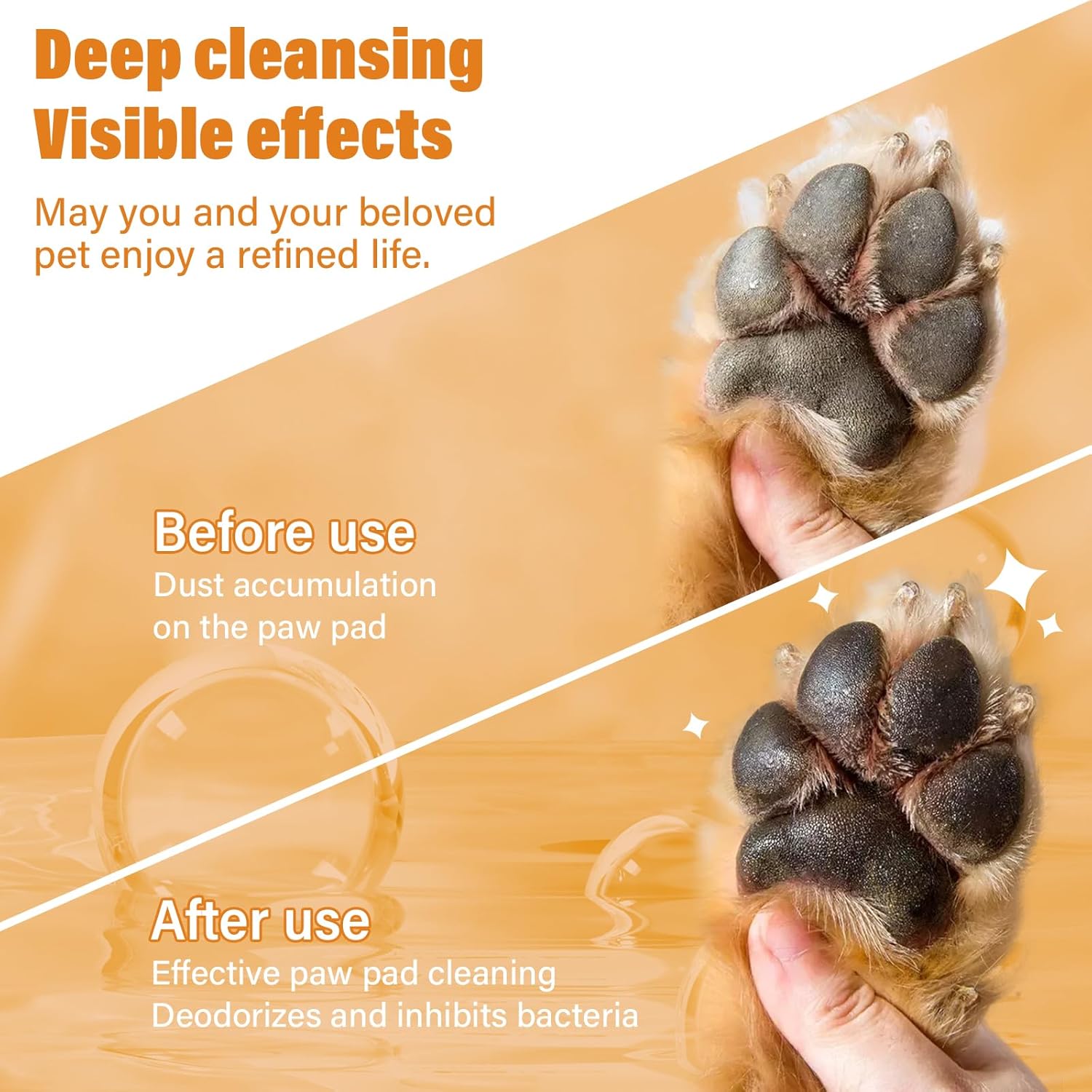 منظف ​​مخالب الكلاب والقطط، رغوة سحرية - منظف رغوي بدون شطف من Clean Paws - شامبو جاف، فرشاة تنظيف القدم - بخلاصة الورد، غسول للتحكم في الرائحة - جيد للجراء