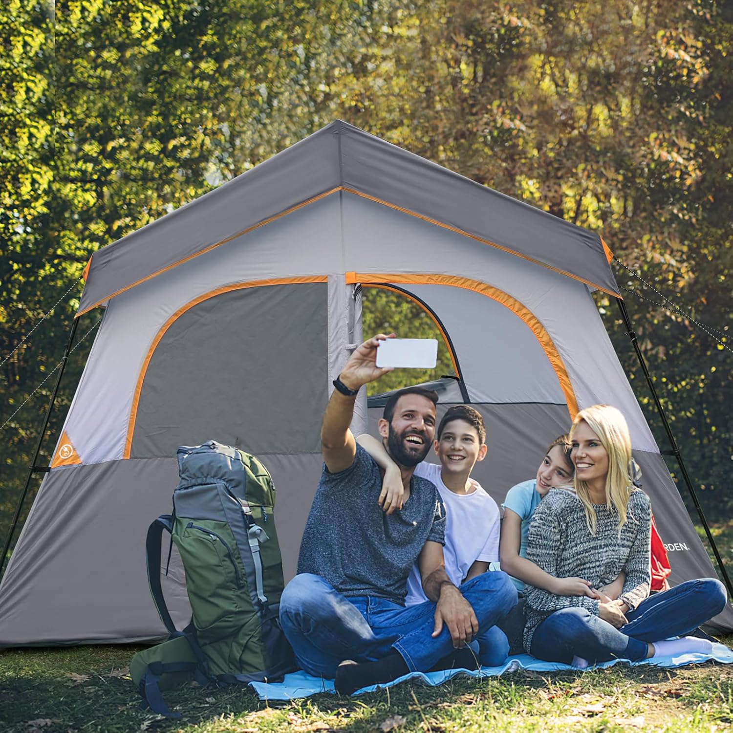 HIKERGARDEN Campingzelt für 6 Personen — Tragbares, einfach aufzubauendes Familienzelt für das Camp, winddichtes Außenzelt aus Stoff zum Wandern, Rucksackreisen, Reisen