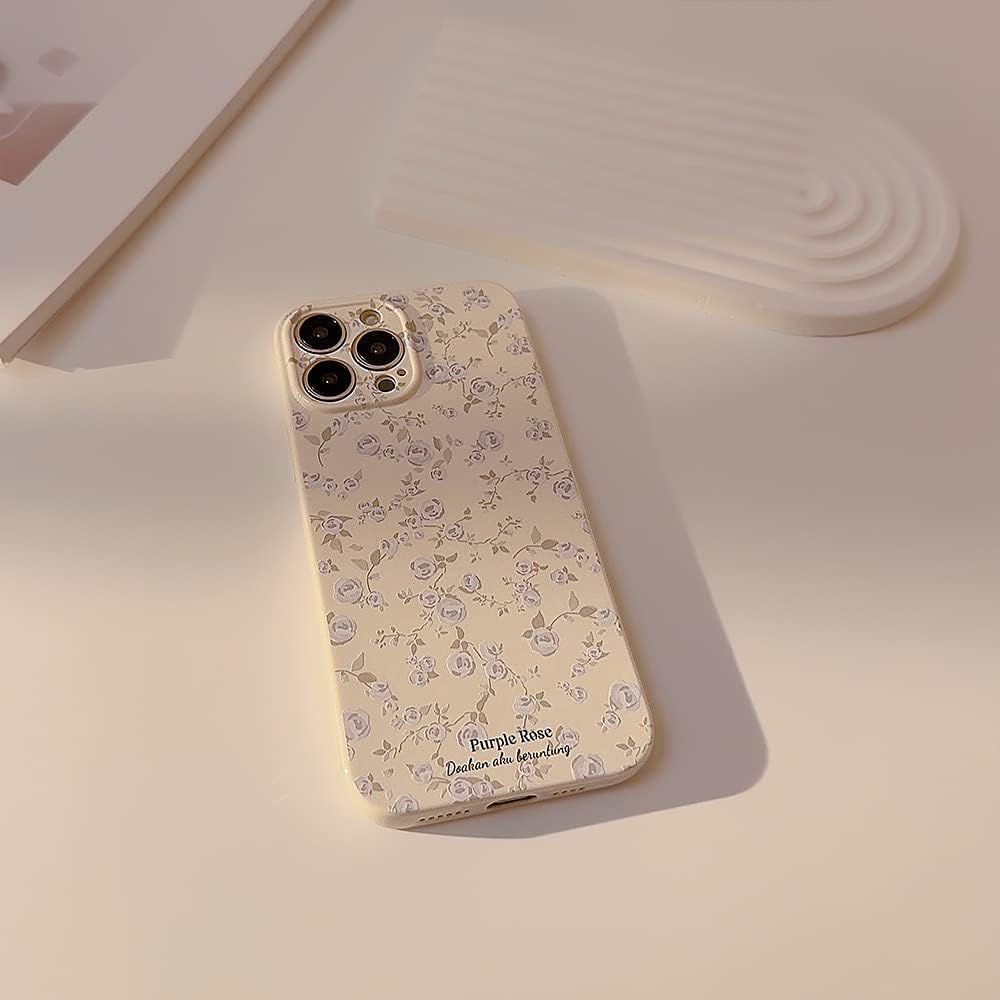 Ownest Compatible with iPhone 11 Case Vintage Floral Rose Pattern Cute Design for Women Girls Fashion Slim Soft Flexible TPU Rubber for iPhone 11-White