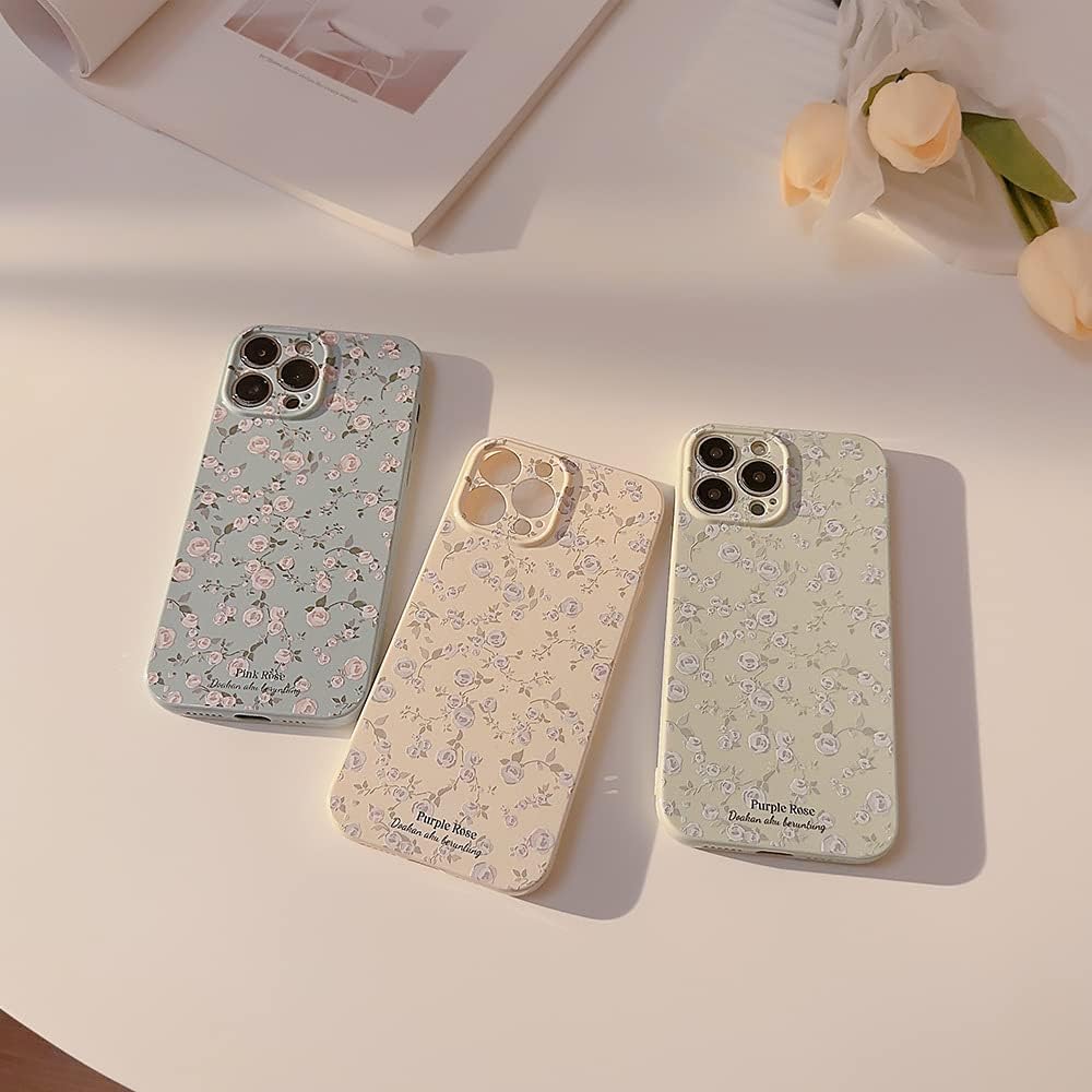 Ownest Compatible with iPhone 11 Case Vintage Floral Rose Pattern Cute Design for Women Girls Fashion Slim Soft Flexible TPU Rubber for iPhone 11-White