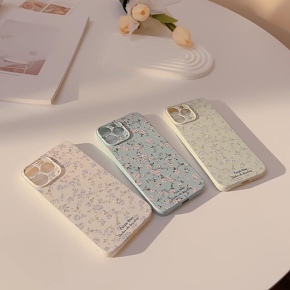 Ownest Compatible with iPhone 11 Case Vintage Floral Rose Pattern Cute Design for Women Girls Fashion Slim Soft Flexible TPU Rubber for iPhone 11-White