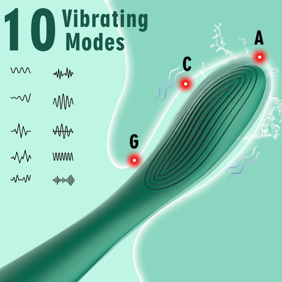 Adult Sex Toys for Women,Clitoral G Spot Vibrator with 10 Powerful Vibrating Modes,Clitoral Nipple Stimulator Finger Bullet Vibrators Waterproof Strapless on Dildo Anal Toys for Couple (Green) · v2