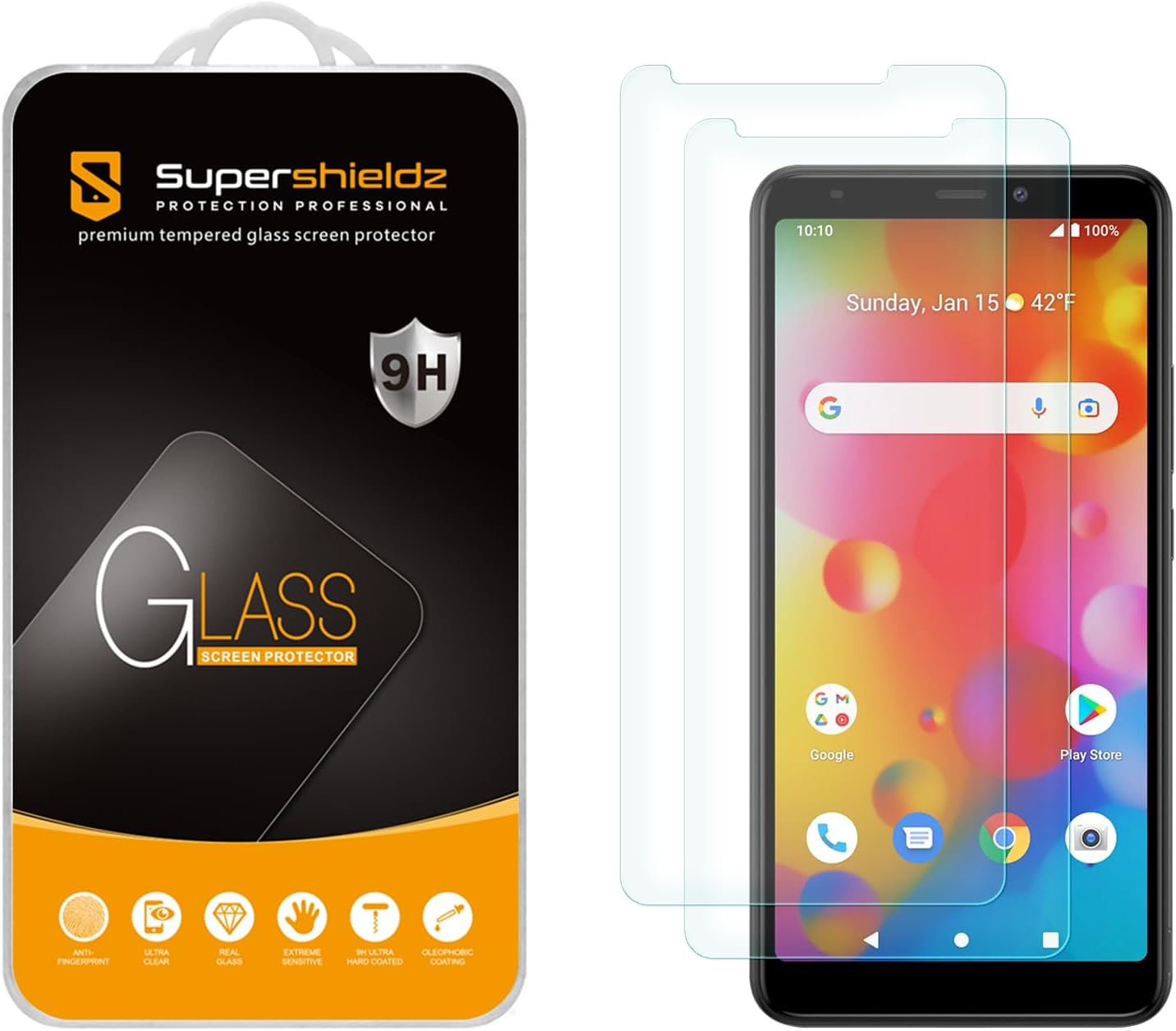 Protecteur d'écran en verre trempé Supershieldz (lot de 2) conçu pour Boost Mobile Bounce 4G, anti-rayures et sans bulles