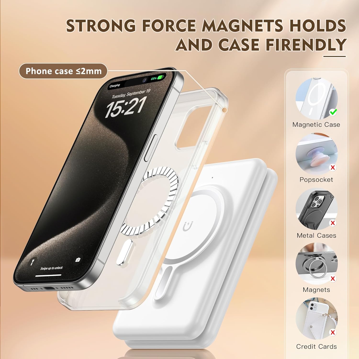 Chargeur magnétique sans fil pour iPhone : station de recharge de voyage 3 en 1 pour appareils Apple pour iPhone 16 15 14 13 12 Pro Max Plus - Support de recharge pliable pour Apple Watch Series Airpods 3 2 Pro