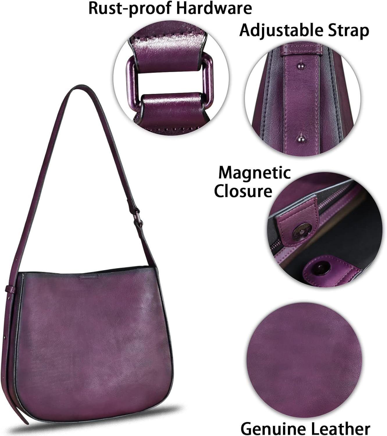 Genuine Leather Satchel Shoulder Bag for Women Vintage Handmade Handbag Retro Designer Hobo Bag Crossbody Pursee · v2