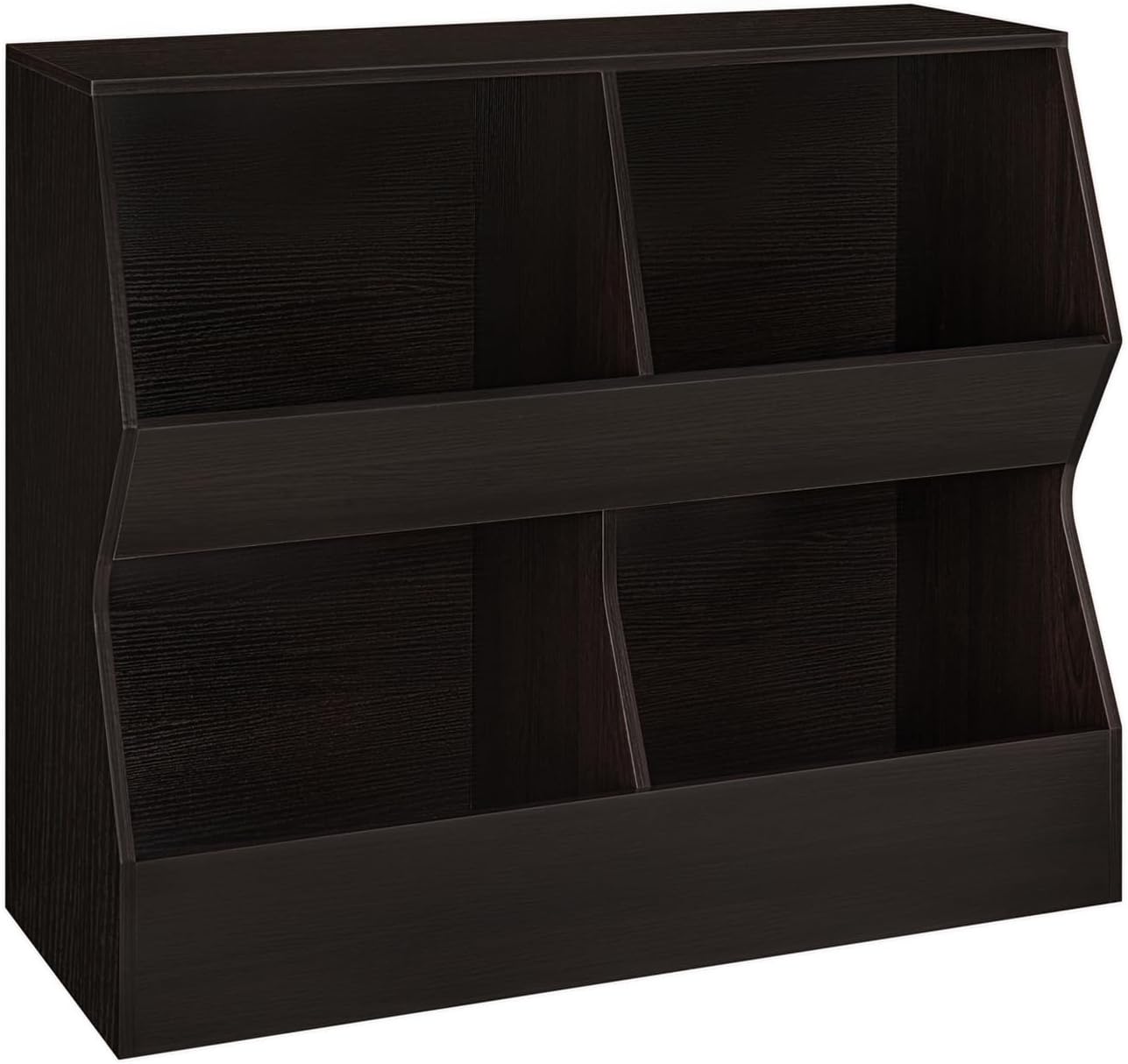 DINZI LVJ Kids Bookshelf, Toy Storage Organizer, Wooden Toy Storage Cabinet, 4 Cubby Children Bookcase, Toddler Book Toy Shelf for Bedroom, Nursery, Hallway, School, 35.4 Long, Espresso · v4