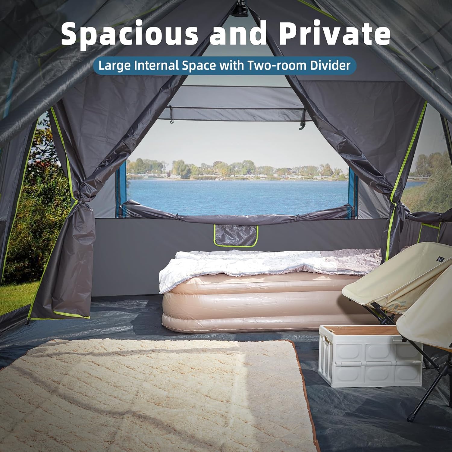 CAMEL CROWN Camping Tents 10 Person Family Cabin Tent with 2 Doors and 4 Windows Large Multiple Room Tent with Floor Mats Tents for Camping Outdoor Hiking