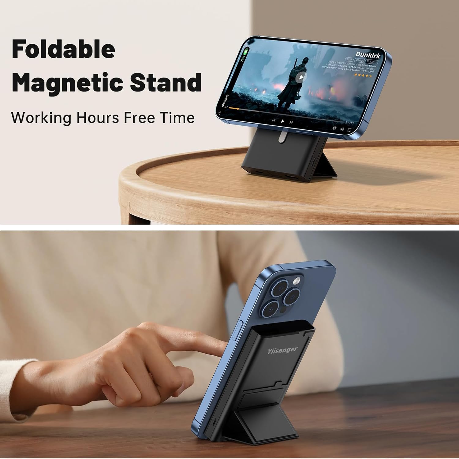 Yiisonger Magnetic Portable Charger - 10000mAh Wireless Power Bank with Stand and USB-C LED Display, Slim Magnetic Battery Pack 22.5W PD Fast Charging for iPhone 15/14/13/12/Pro/Mini/Pro Max · v2