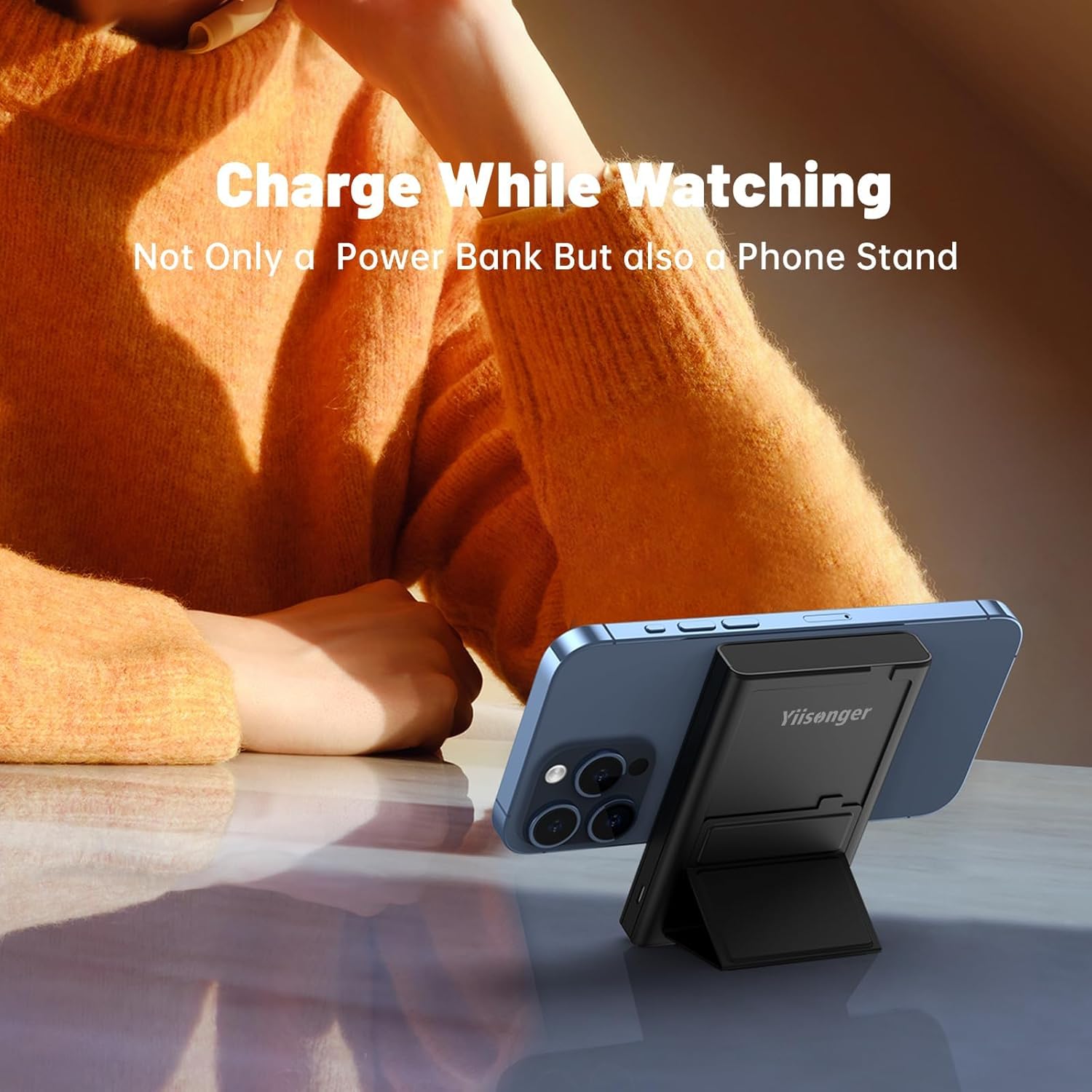 Yiisonger Magnetic Portable Charger - 10000mAh Wireless Power Bank with Stand and USB-C LED Display, Slim Magnetic Battery Pack 22.5W PD Fast Charging for iPhone 15/14/13/12/Pro/Mini/Pro Max · v2