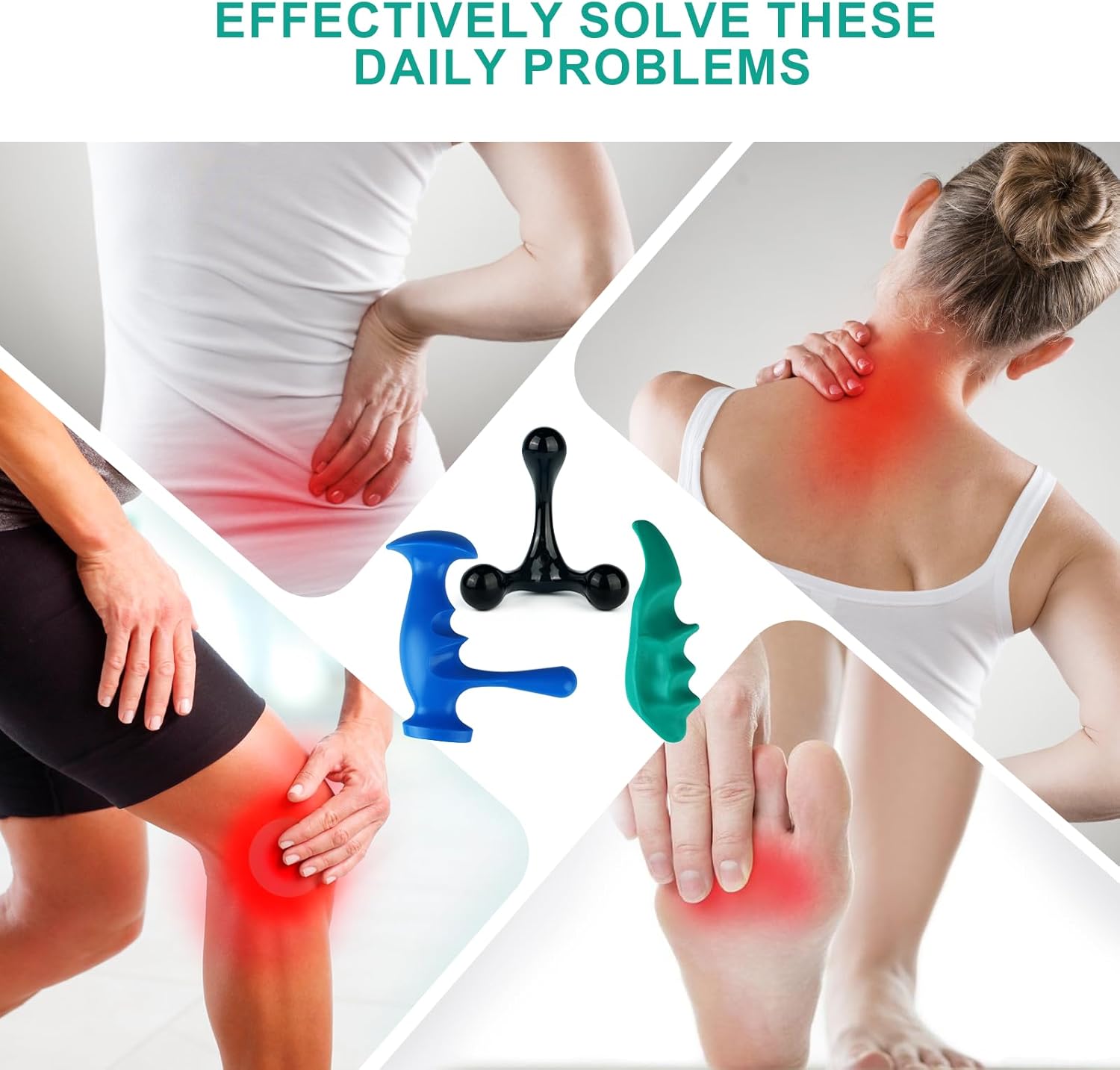 Thumb Saver Massage Tool, Manual Trigger Point Massage Tool and 3-Legged Massage Knobs, for Full Body Deep Tissue Massage, Stress Relief and Muscle Recovery · v3