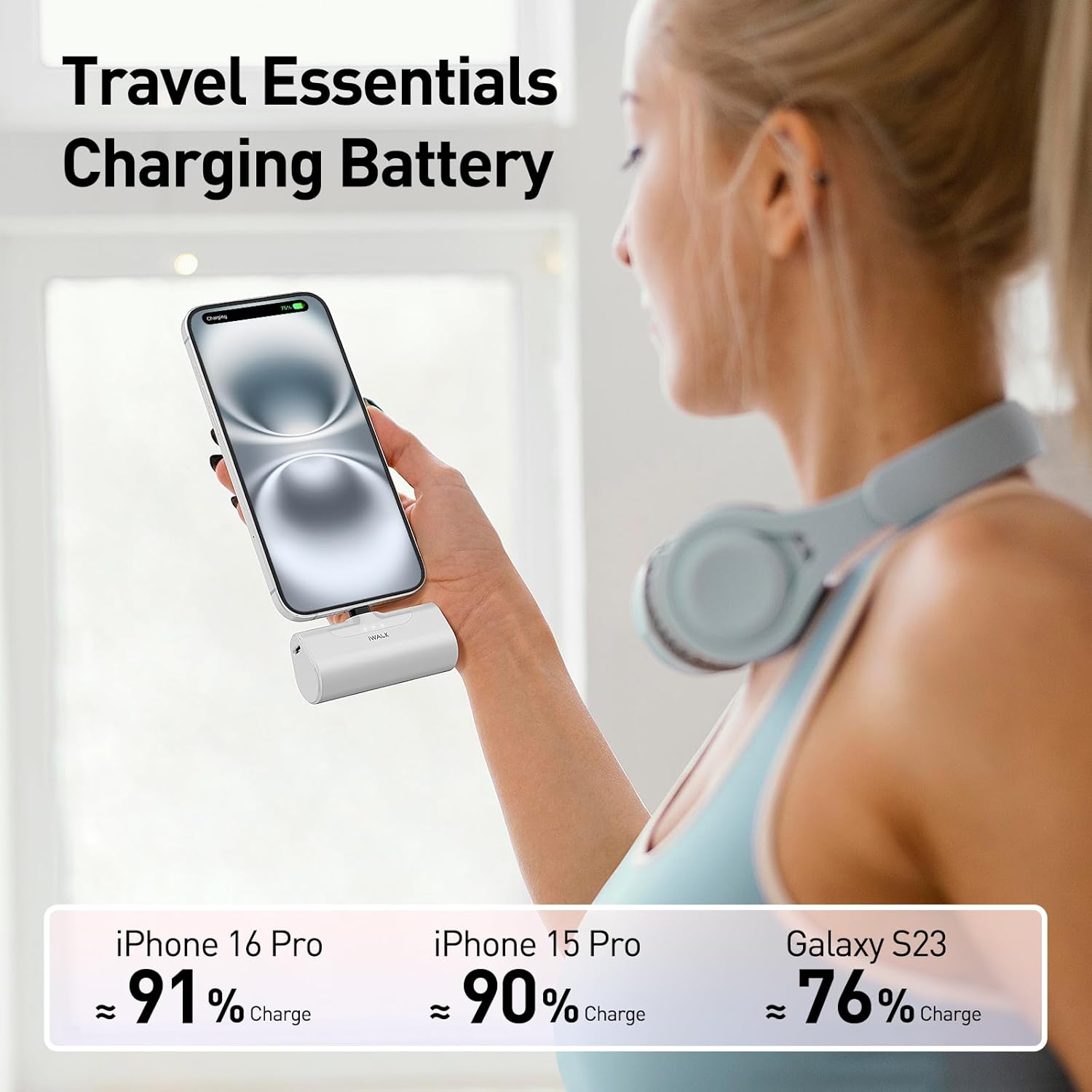 iWALK Portable Charger for iPhone 15 USB-C Small Power Bank 20W 4500mAh Fast Charging Battery Pack Compatible with iPhone 15/15 Plus/15 Pro/15 Pro Max, iPhone 16 Series,Samsung S24/23, Android · v2