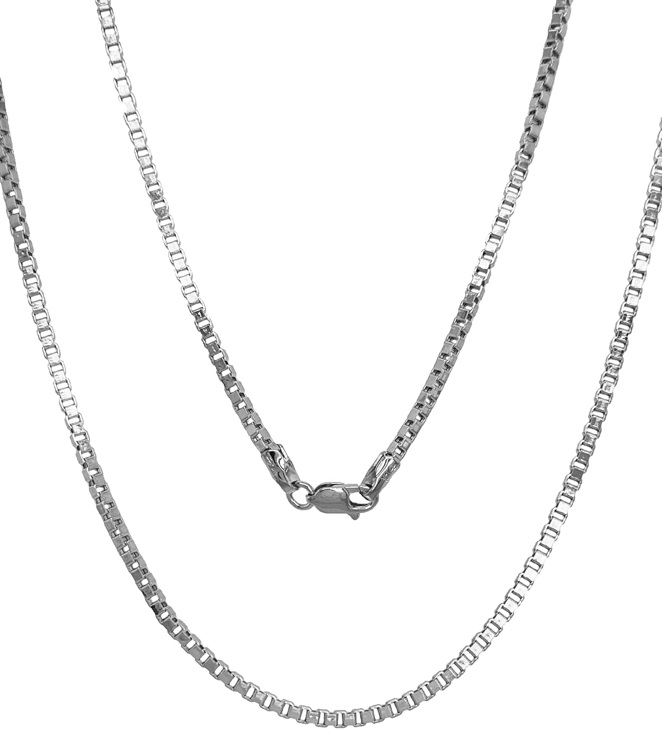 JEWELHEART 14K Real Gold Square Box Chain - 1mm 1.25mm 1.5mm 1.75mm 2.85mm White Gold Chains For Men - Diamond Cut Link Chain Necklace For Women with Lobster Clasp 16 18" 20" 22" 24"
