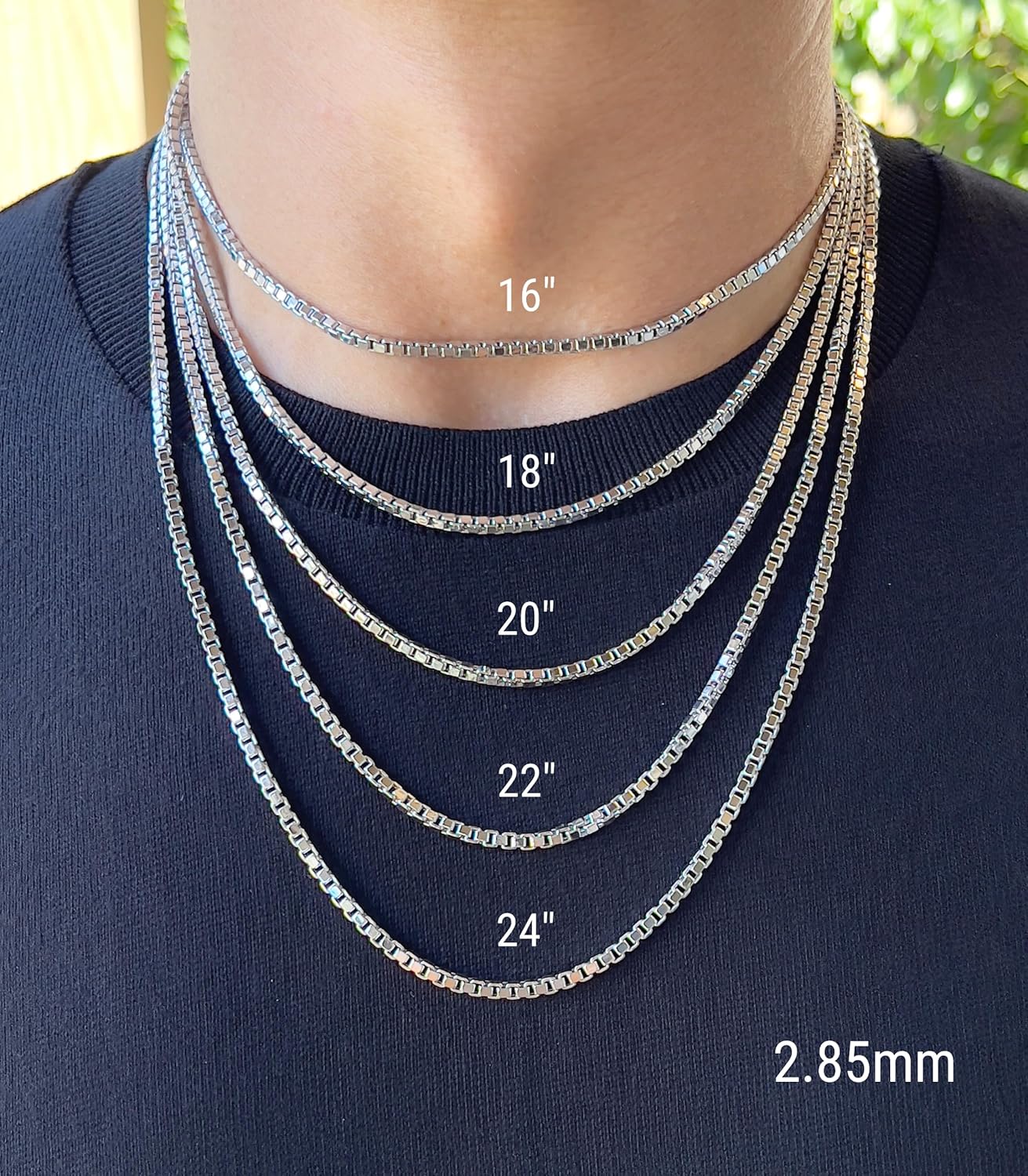 JEWELHEART Viereckige Boxkette aus 14-karätigem Echtgold — 1 mm 1,25 mm 1,5 mm 1,75 mm 2,85 mm Weißgoldketten für Herren — Gliederkette im Diamantschliff für Damen mit Karabinerverschluss, 16, 18 Zoll, 20 Zoll, 22 Zoll, 24 Zoll