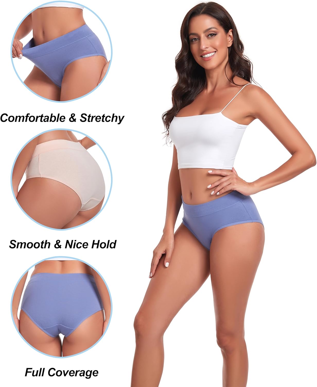 Cotton Hipster Panties for Women Cheeky Mid Rise Underwear Full Coverage Briefs Regular  Plus Size