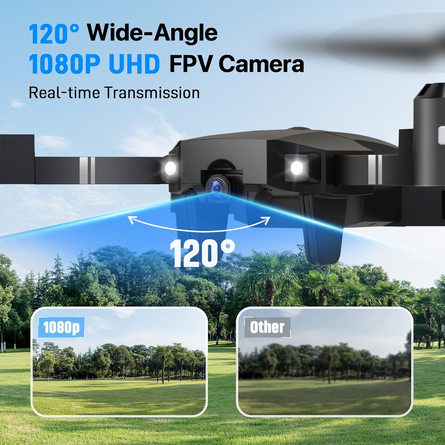 Drone con telecamera per adulti, ATTOP 1080P Live Video con telecamera grandangolare 120° controllata da app per bambini di età superiore a 8 anni, adatto ai principianti con 1 chiave Fly/Land/Return, drone FPV con arresto di emergenza sicuro, controllo remoto/vocale/gestuale, capovolgimento a 360°, custodia da trasporto, 2 batterie, modalità VR, regali per ragazze/ragazzi