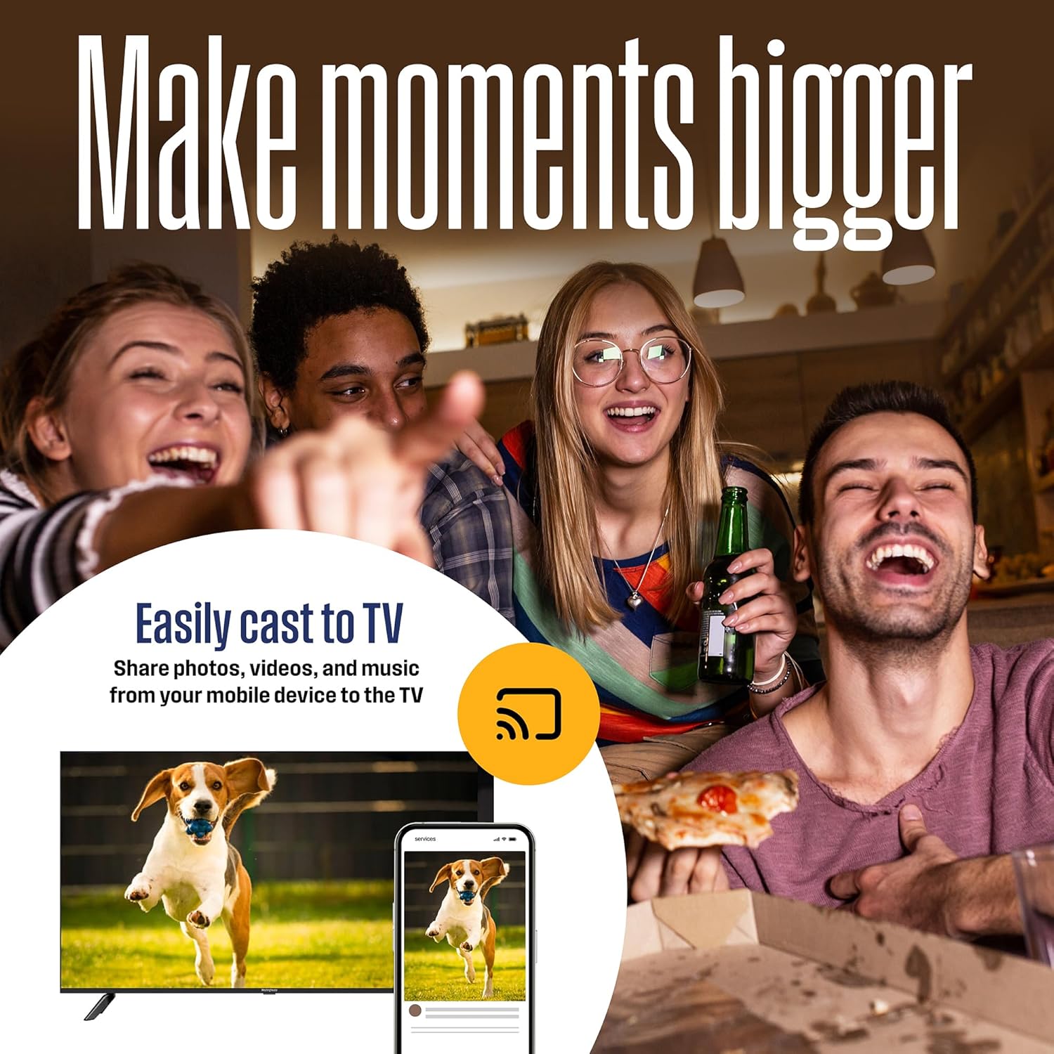 تلفزيون Westinghouse Edgeless Roku - تلفزيون ذكي مقاس 32 بوصة، تلفزيون LED عالي الدقة مع اتصال Wi-Fi بتطبيق الهاتف المحمول، تلفزيون بشاشة مسطحة متوافق مع Apple Home Kit وAlexa وGoogle Assistant