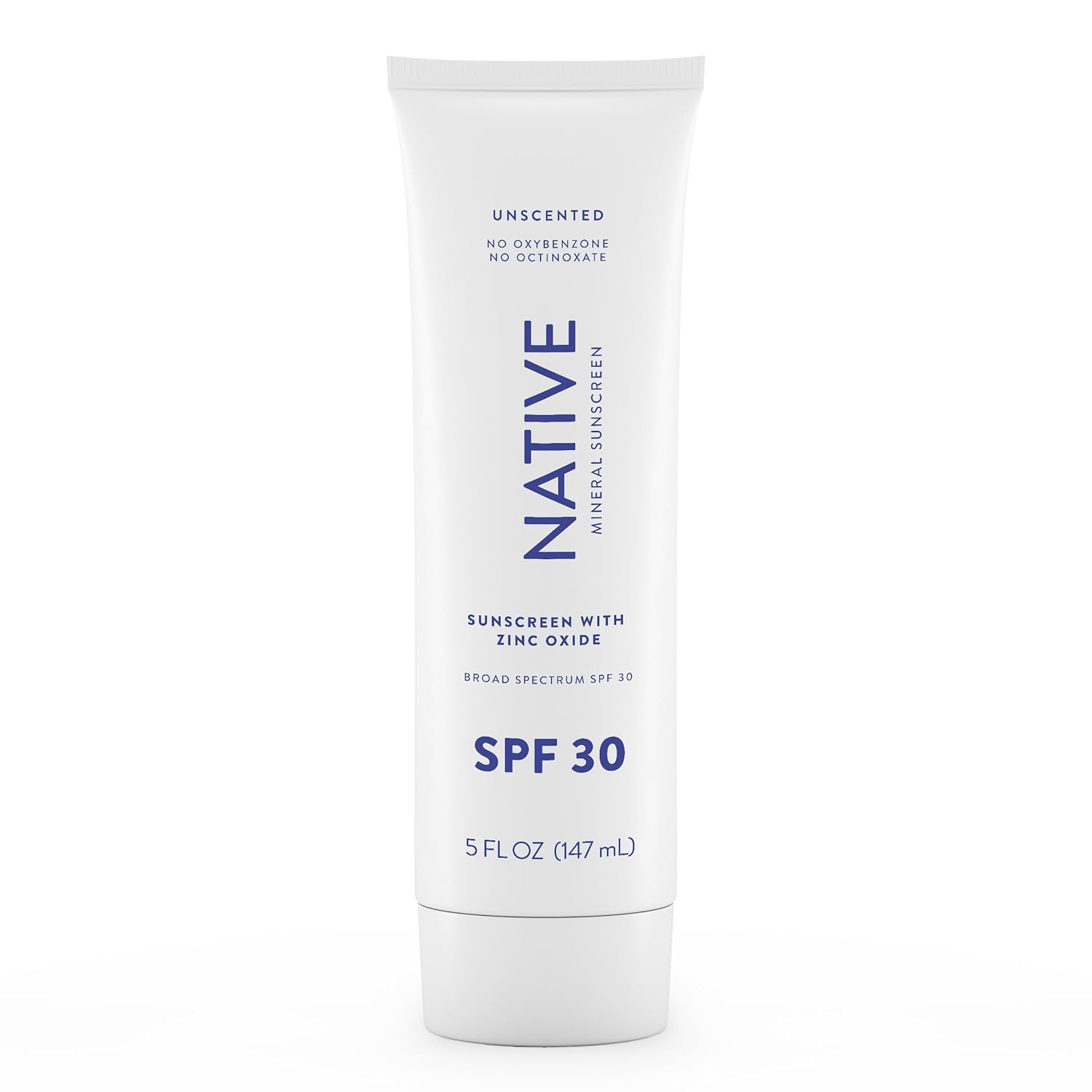 Native Sunscreen SPF 30, Zinc Oxide Dermatologist Tested Suitable for Sensitive Skin  Hawaii Compliant, 5 Ounces | Unscented Sun Protection Lotion, Lightweight amp; Smooth