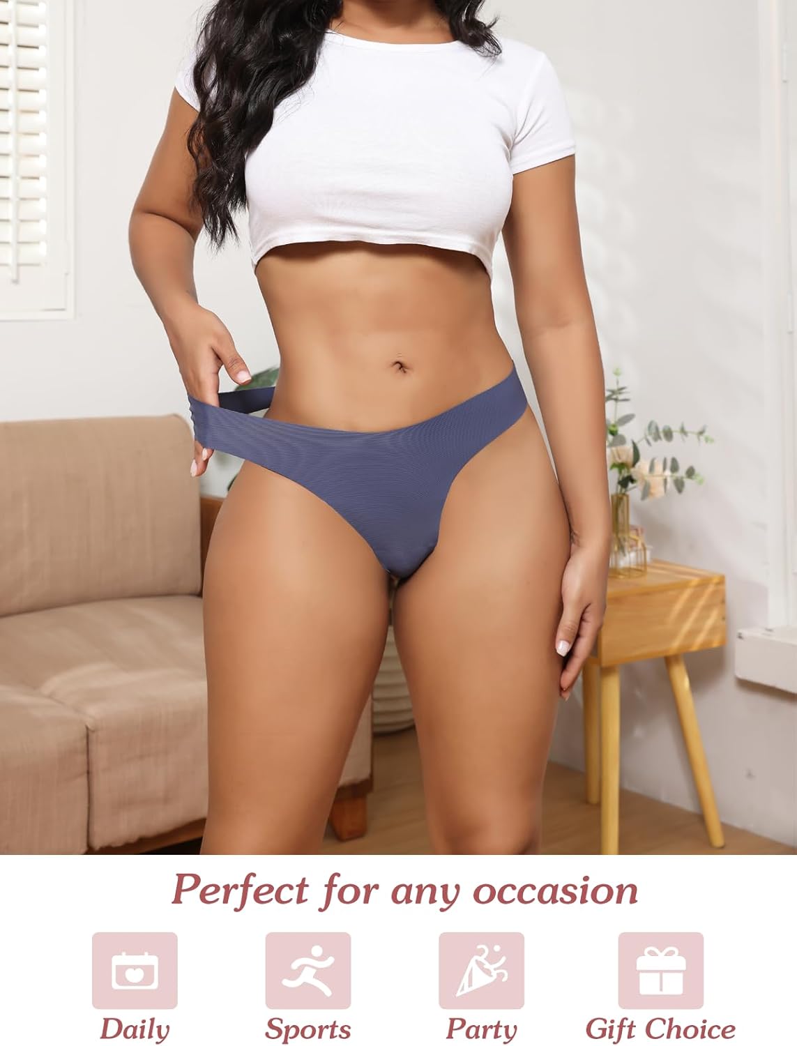Tangas sin costuras para mujer, tanga que no se ve, ropa interior para mujer, talle bajo, bragas sexy, paquete de 3 a 6