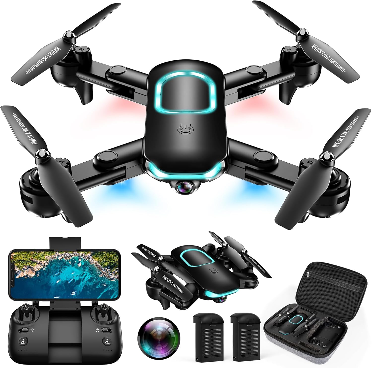 REDRIE Drone with Camera - Foldable Drone for Kids Adults with 1080P FPV Camera, Upgrade Altitude Hold, Gestures Selfie, Waypoint Fly, Headless Mode, 3D Flip, One Key Start, 3 Speed Mode, Circle Fly, 2 Batteries · v4