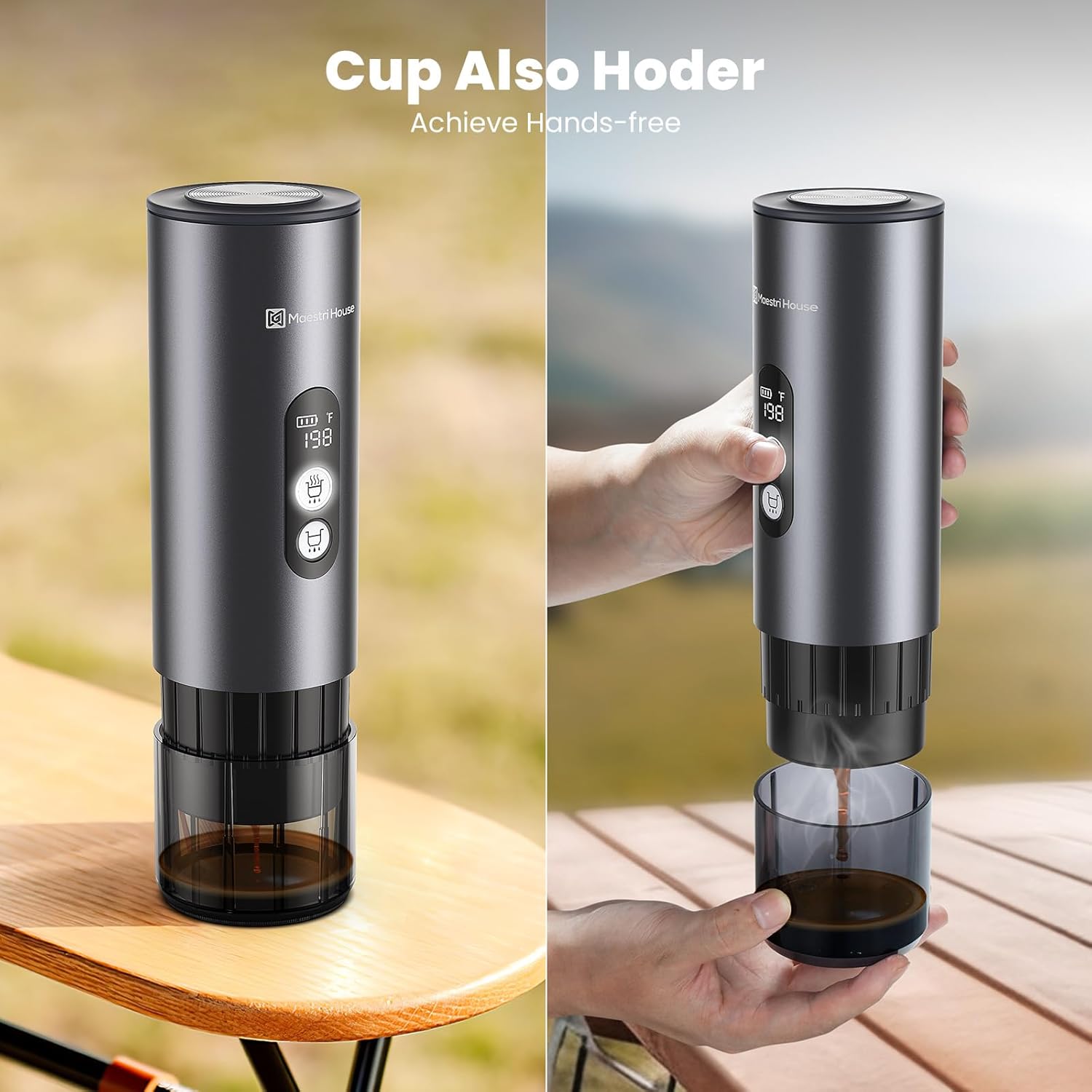 เครื่องชงกาแฟเอสเพรสโซ Maestri House 150W พร้อมระบบอุ่นอัตโนมัติที่รวดเร็วภายใน 2-3 นาที เครื่องชงกาแฟเอสเพรสโซแบบพกพาสำหรับการเดินทาง พร้อมถ้วยชาขนาดเล็กและที่วางแคปซูลกาแฟบดสำหรับ NS สำหรับรถยนต์ การตั้งแคมป์ รถบ้าน และการเดินป่า