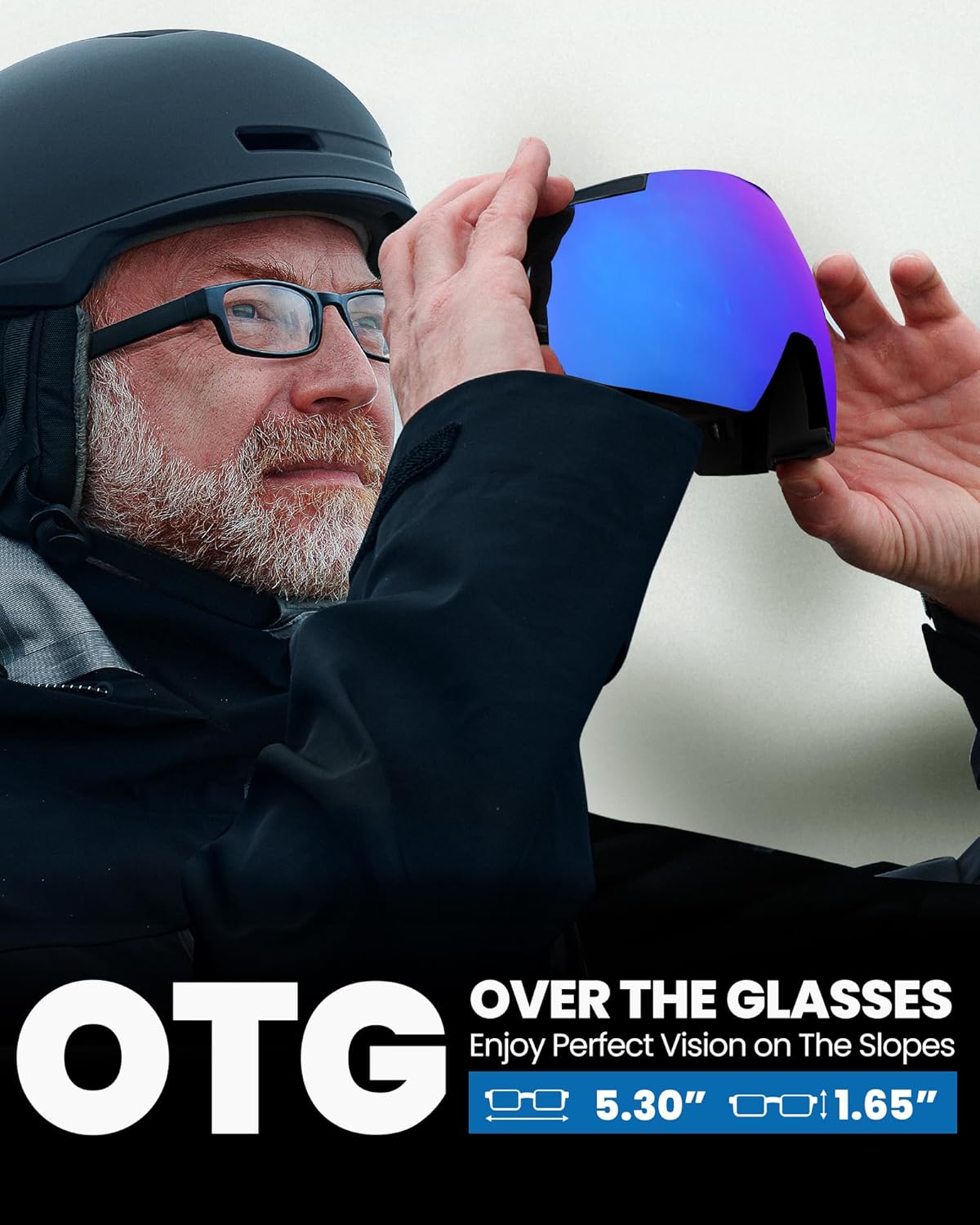 OutdoorMaster Heron Ski Goggles with 2 Lens, Frameless, Magnetic Interchangeable HD Toric Lens, OTG Snowboard Goggles · v3